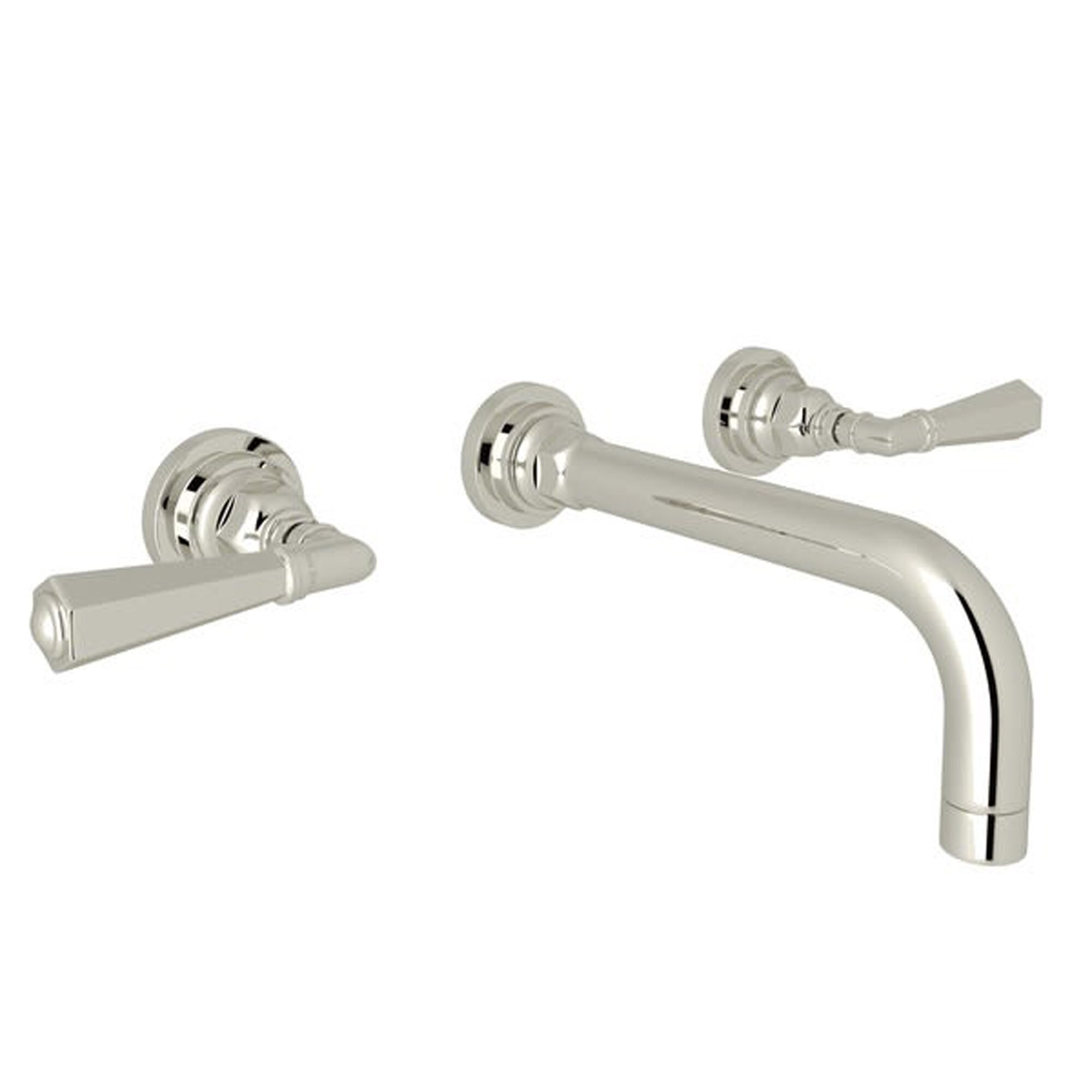 Rohl A2307LMPNTO-2 Polished Nickel Wall-mount 2-handle Low-arc Residential Handle Bathroom Sink Faucet