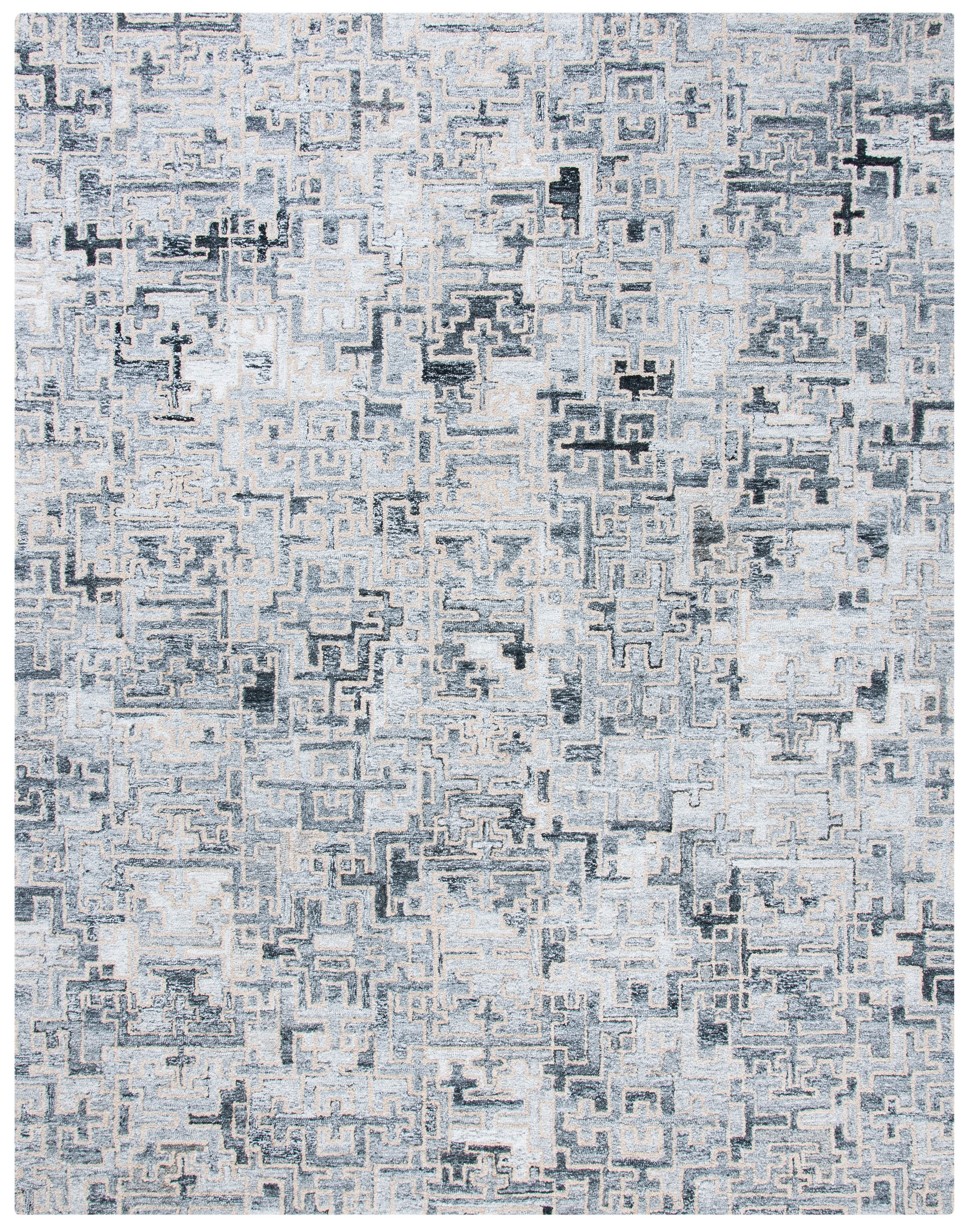 Ivory Abstract Tufted Wool Blend 8' x 10' Area Rug