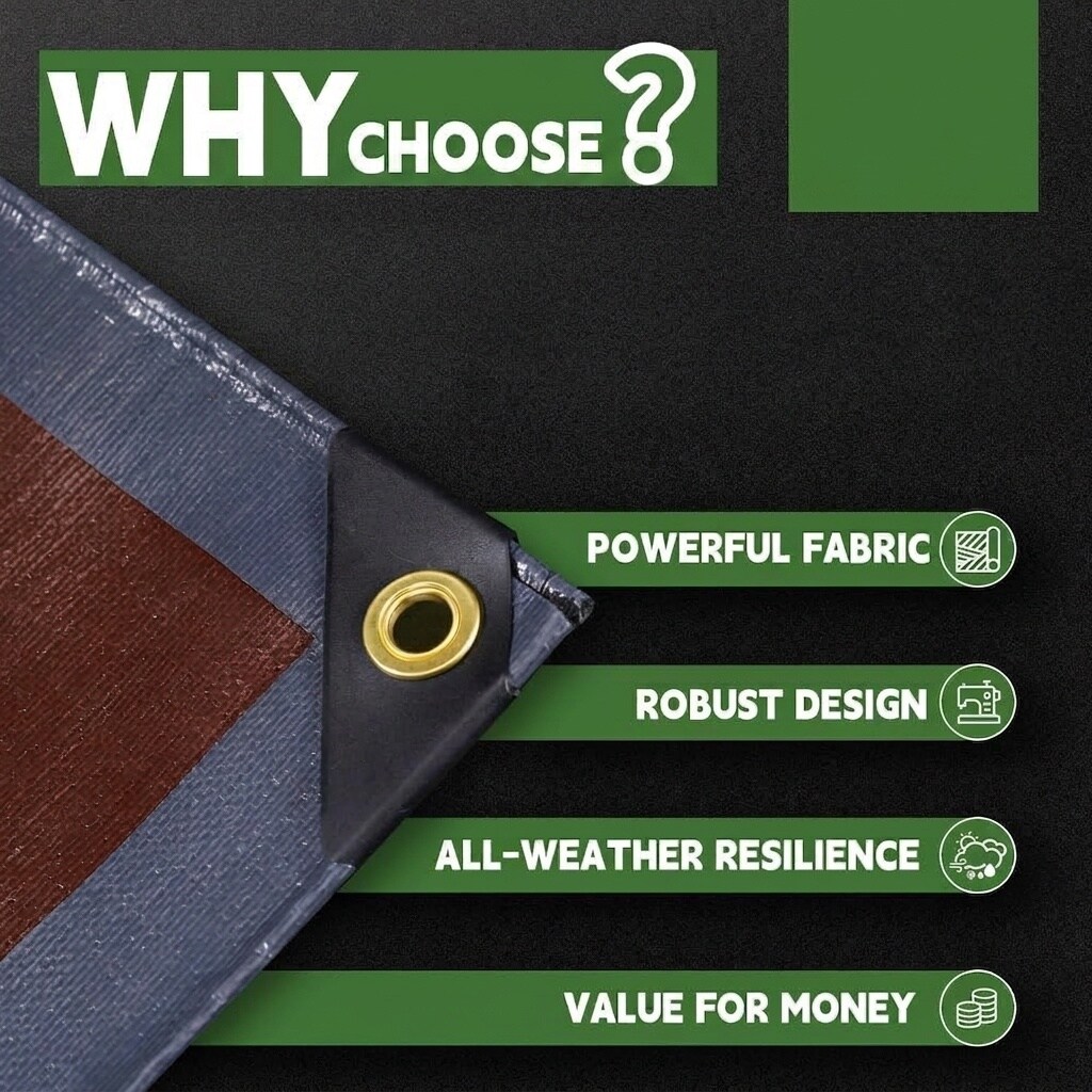 Phyfalip 8x8 Feet Super Heavy Duty Tarp 18 Mil Waterproof