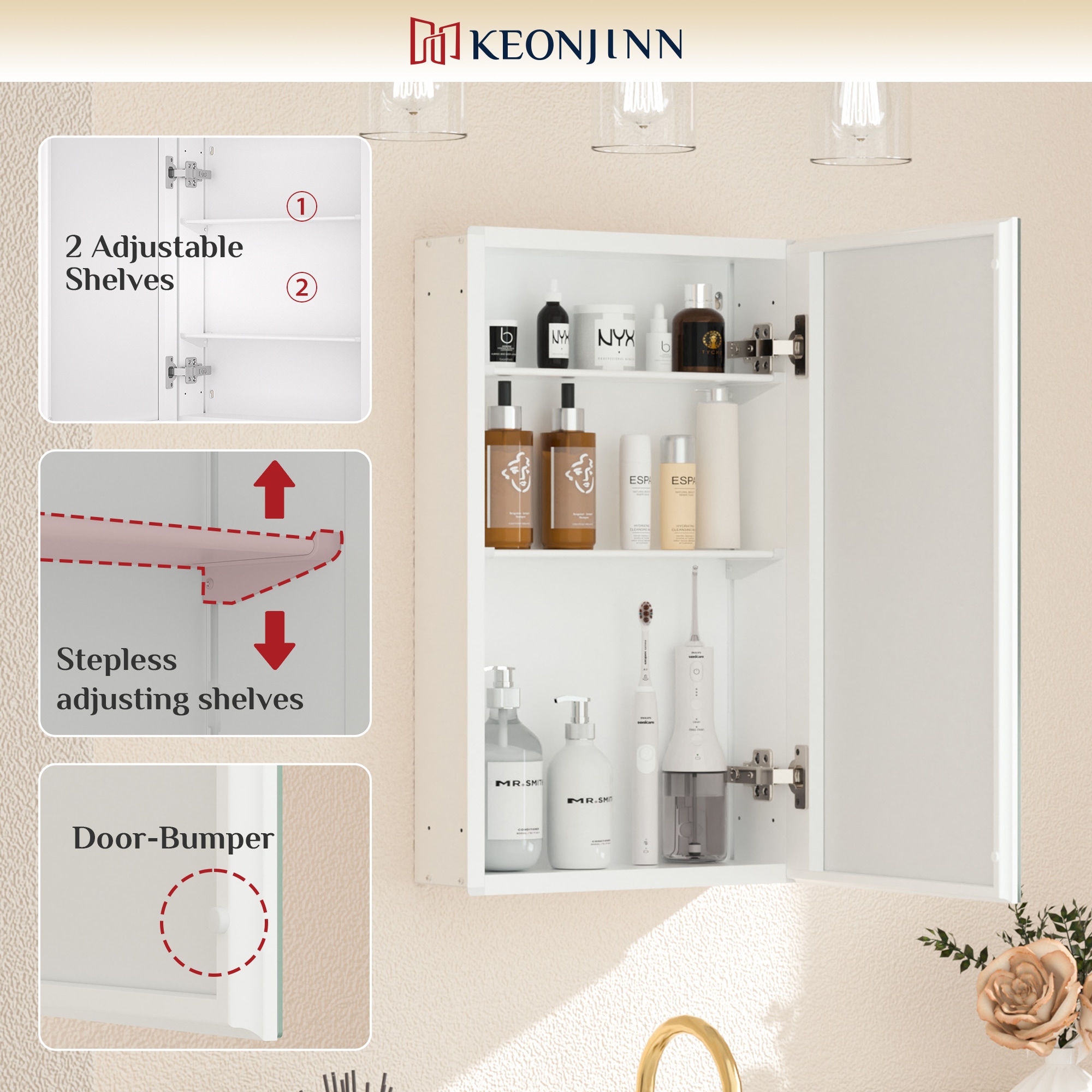 Keonjinn LW-JG-FJXP-5181-WH Bathroom-Medicine-Cabinets - View #11