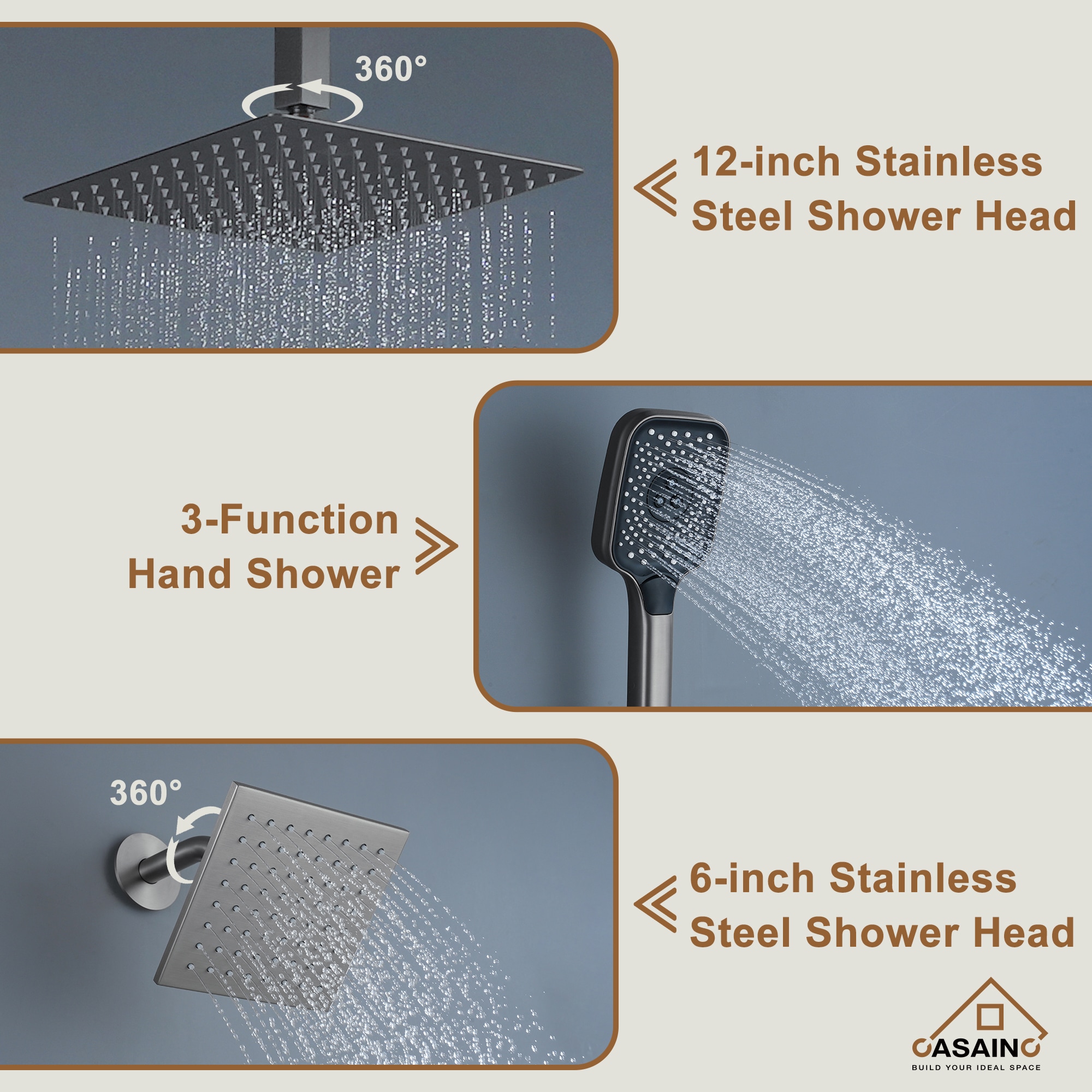 CASAINC CASA08CP-12 Showerhead-Bar-Panels - View #6