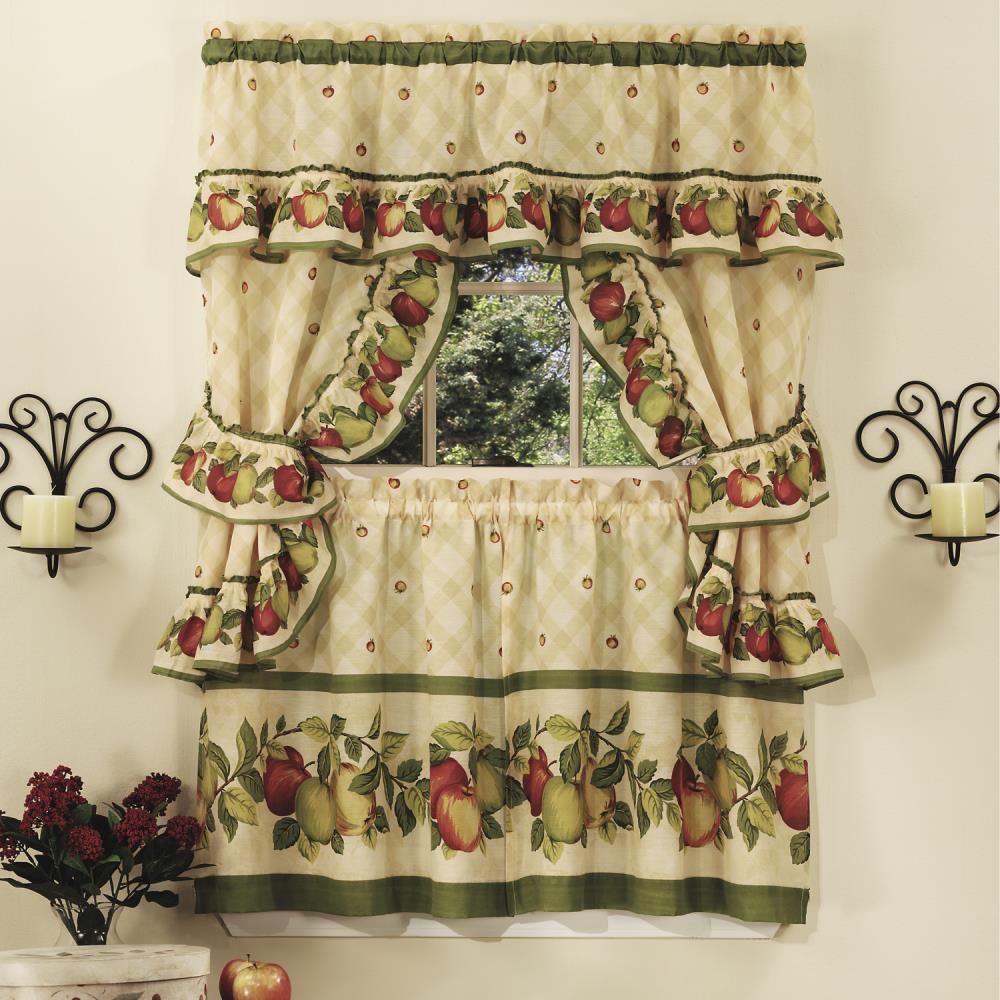 Achim AOCS36AN12 Apple Orchard 36-Inches Antique Polyester Rod pocket Valance and tier set