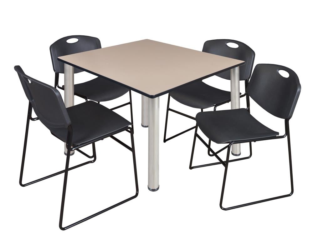 Regency TB4848BEBPCM44BK Breakroom Off-white 4-Person Training Table (48-in W x 29-in H)
