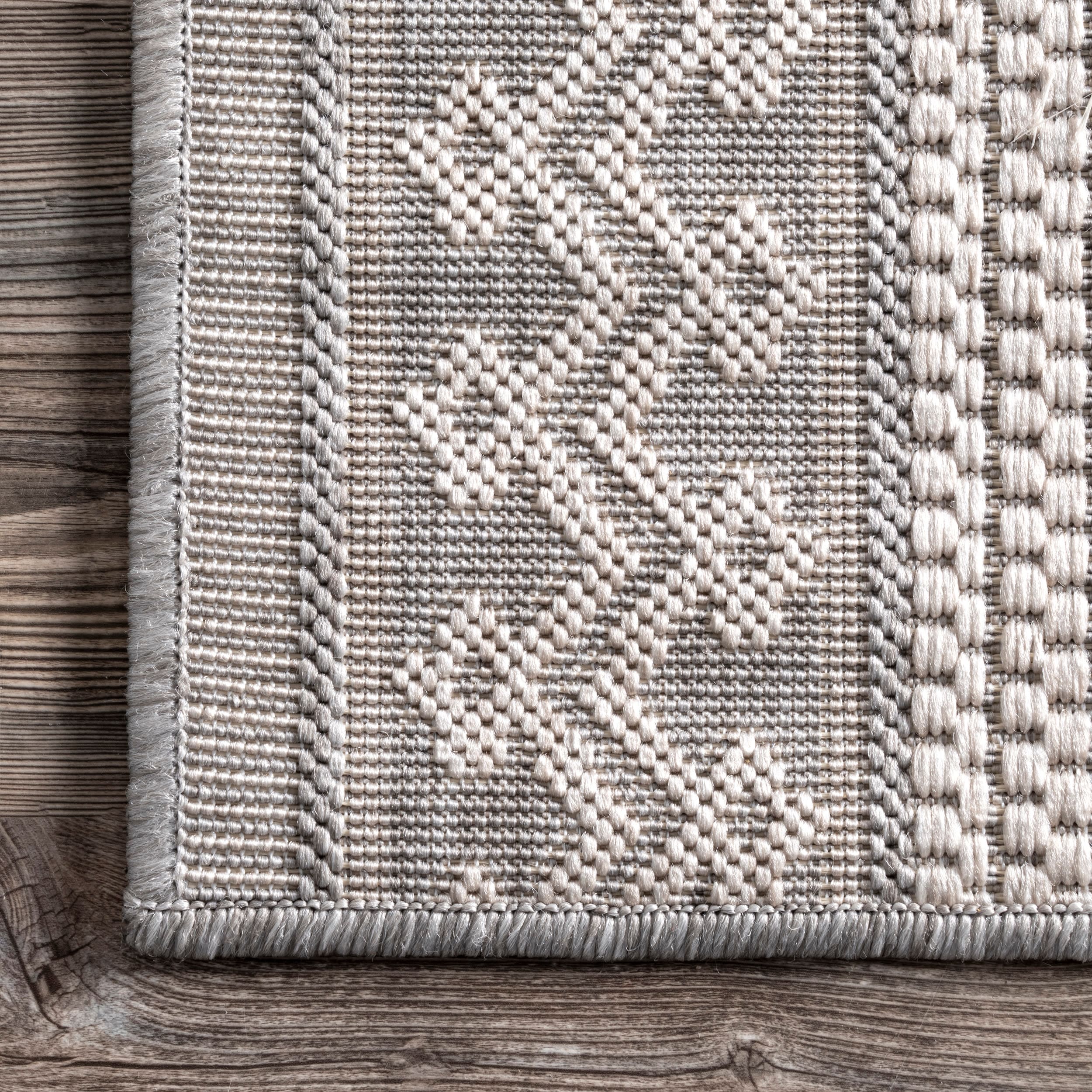 Lowen Global Geometric Light Gray Indoor/Outdoor Area Rug, 3'6" x 5'