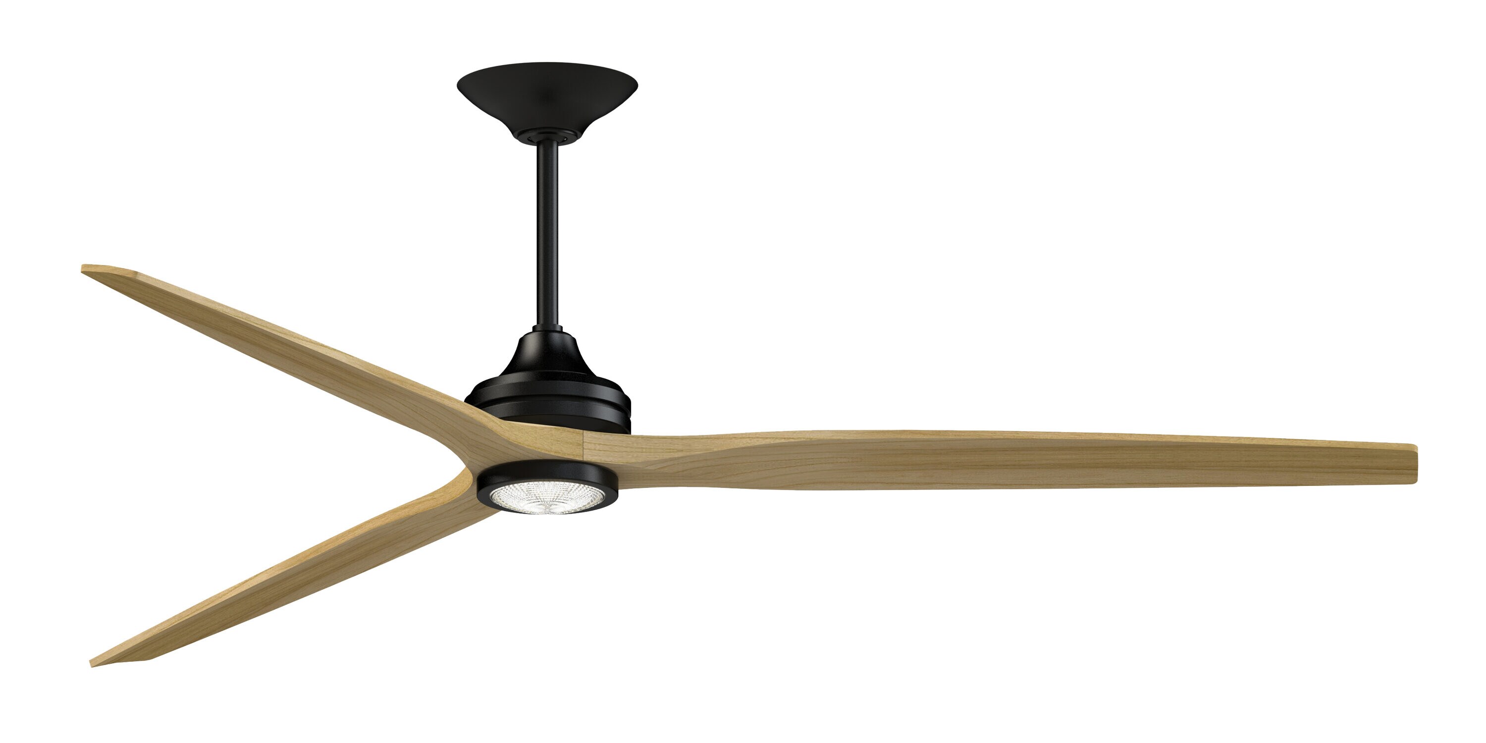 Fanimation FPD6721BBL-84N-LK Spitfire 84-in Color-Changing Integrated LED Outdoor Smart Black with Natural Blades Propeller Ceiling Fan With Light - Remote Included ( 3 -Blade )