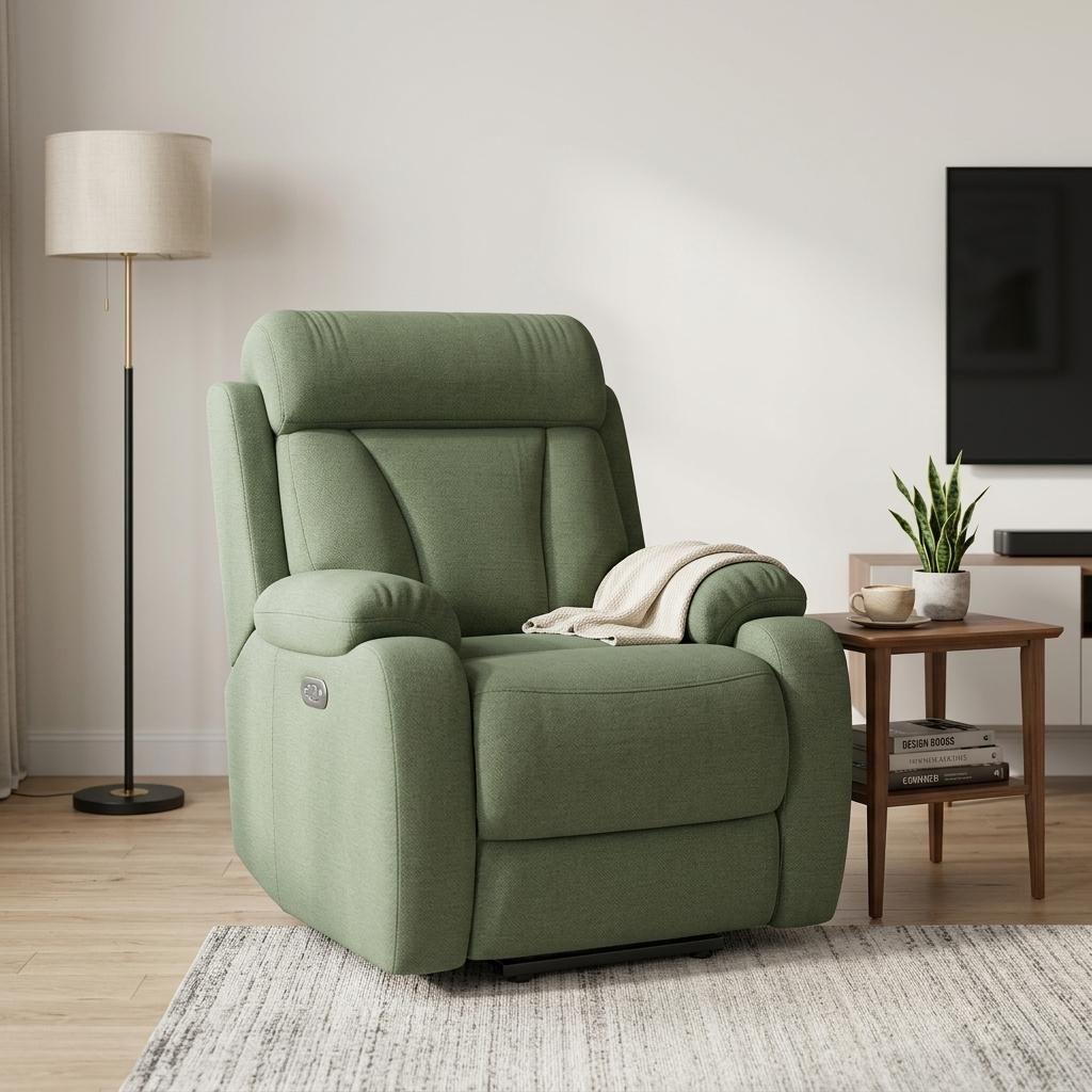 Homy Casa -  Recliner Chair Green Velvet Power Remote Control Lift Chair with Side Storage Pocket...
