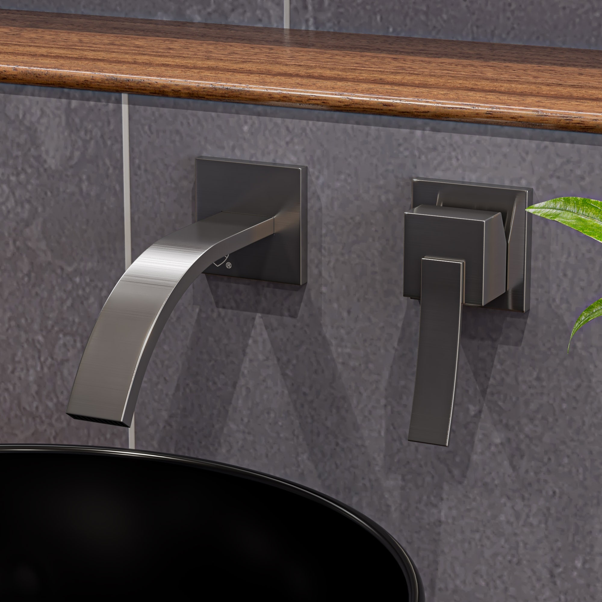 ALFI AB1256-BN Brushed Nickel Wall-mount 1-handle Low-arc Commercial/Residential Handle Bathroom Sink Faucet