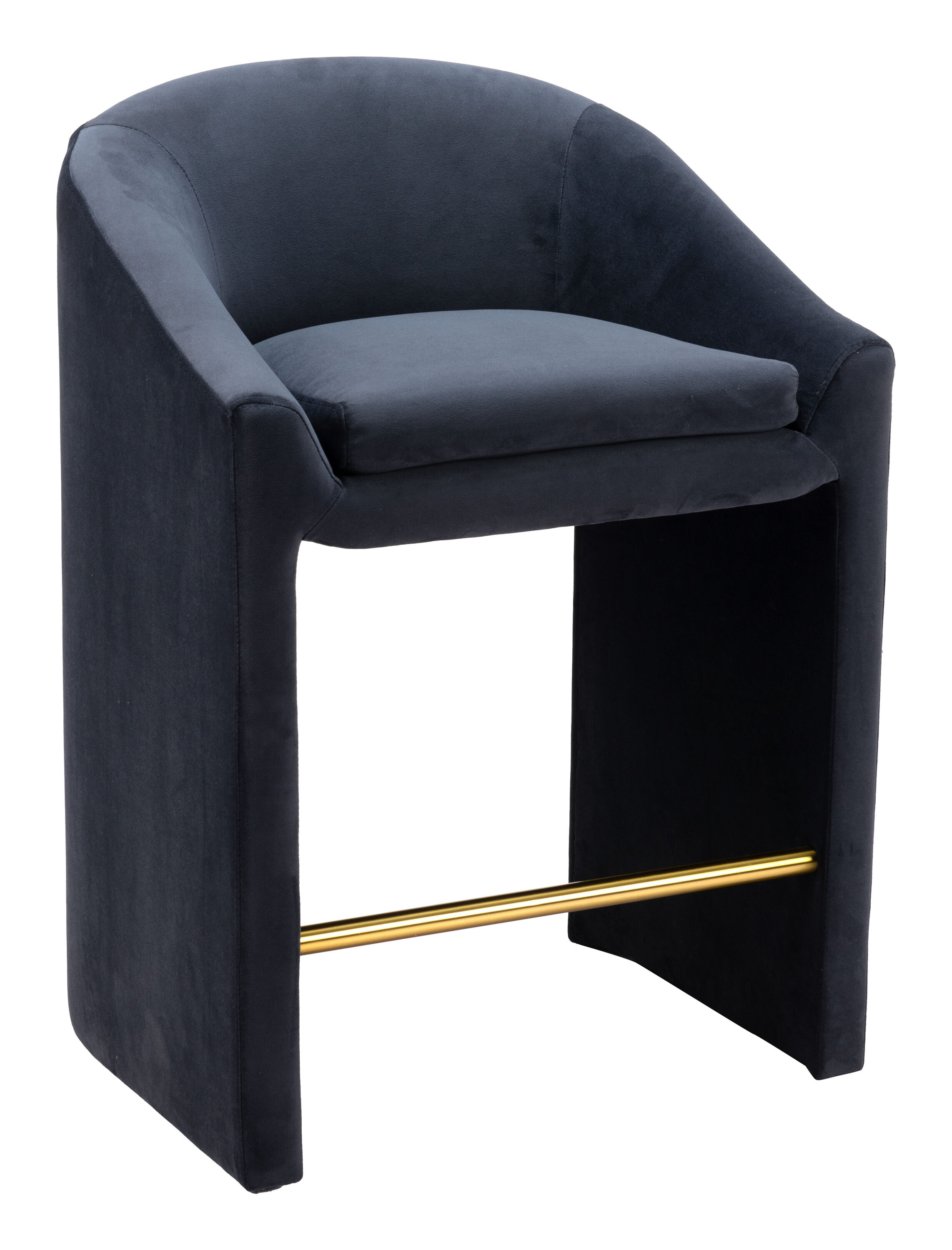 ZUO 109992 Midnight Gray 26-in H Counter height (24-in to 27-in) Bucket Seat Upholstered Wood Back Bar Stool Back