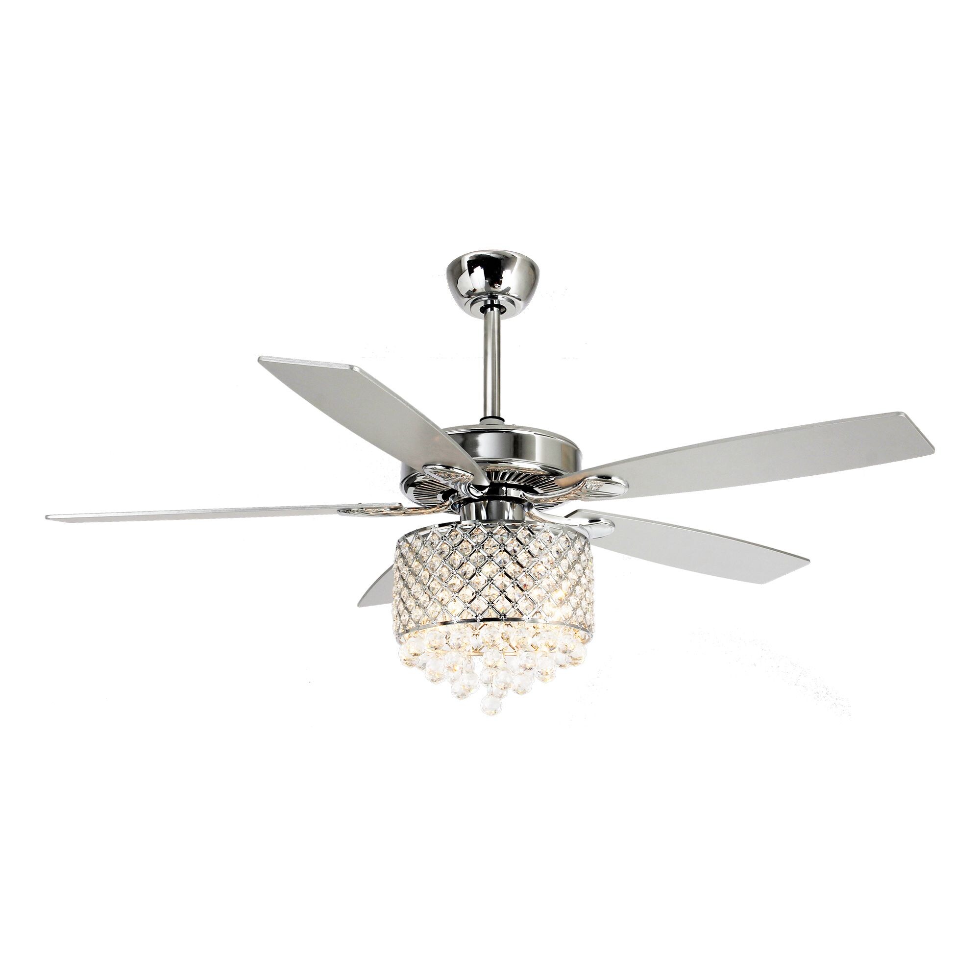 Parrot Uncle 52-in Chrome Indoor Chandelier Ceiling Fan with Remote (5 ...