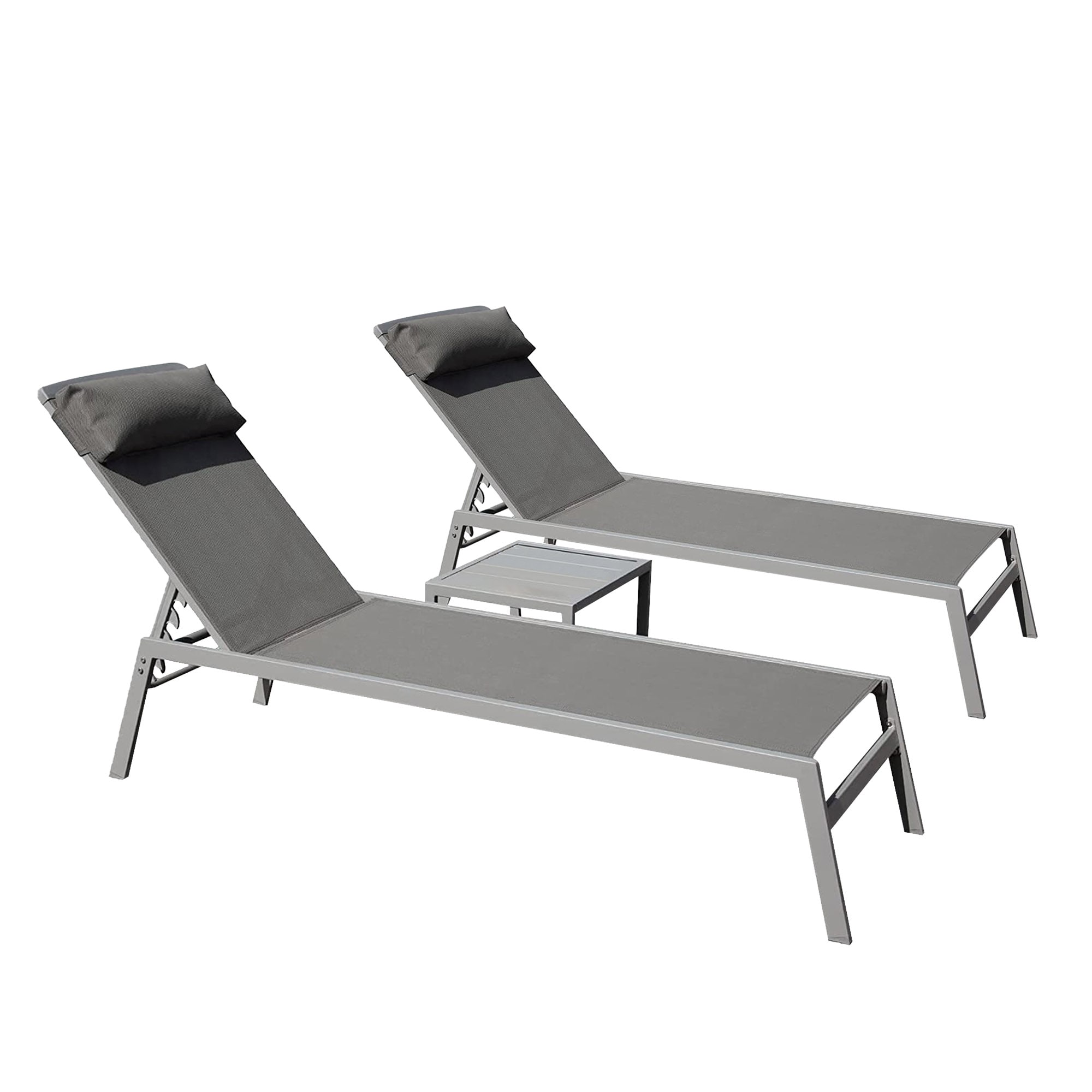 WELLFOR GA 2 Chaise Lounges with Table Set of 2 Aluminum Frame ...