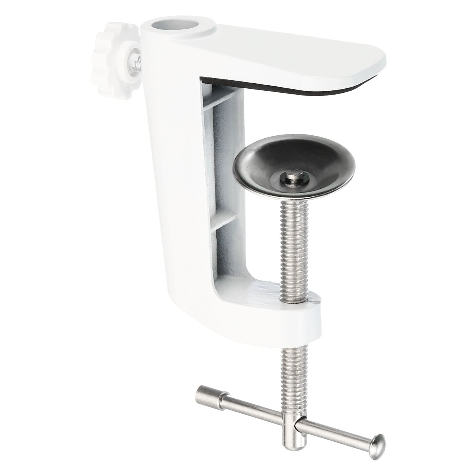 PATIKIL 0.29 Inch/0.47 Inch Hole Dia Desk Table Mount Clamp Universal C Shape Desk Clamp with Adjustable Screw for Microphone Arm Lamp Stand White #S26031900UX3806
