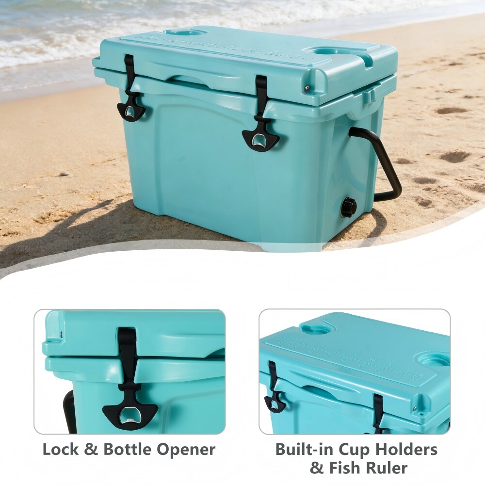 YOSIMFUR 25QT Portable Insulated Hard Cooler with Bottle Opener Cup ...
