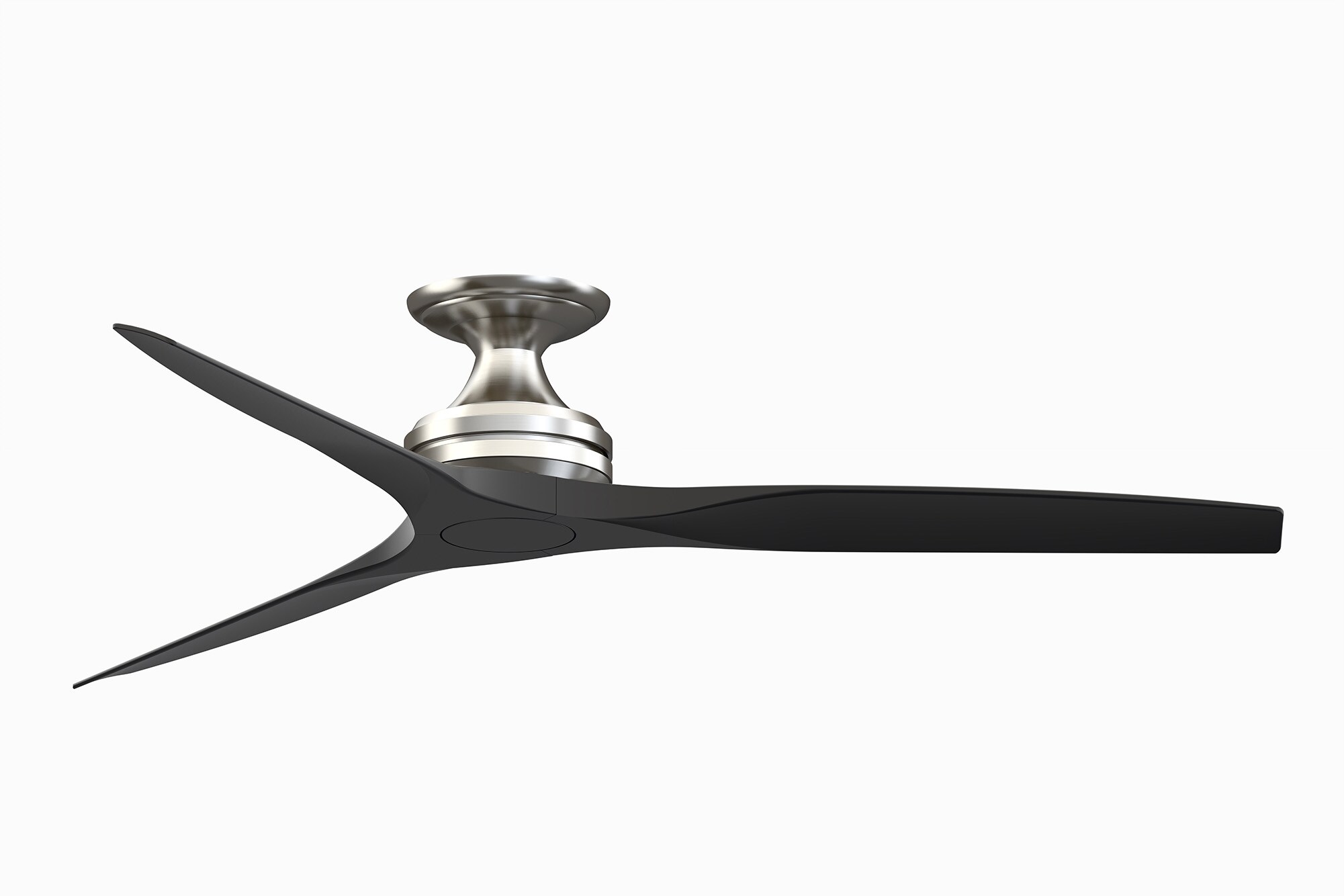 Fanimation FP6721BBN-60BL-F Spitfire 60-in Outdoor Flush Mount Brushed Nickel with Black Blades Propeller Ceiling Fan Light Kit Compatible - Remote Included ( 3 -Blade )