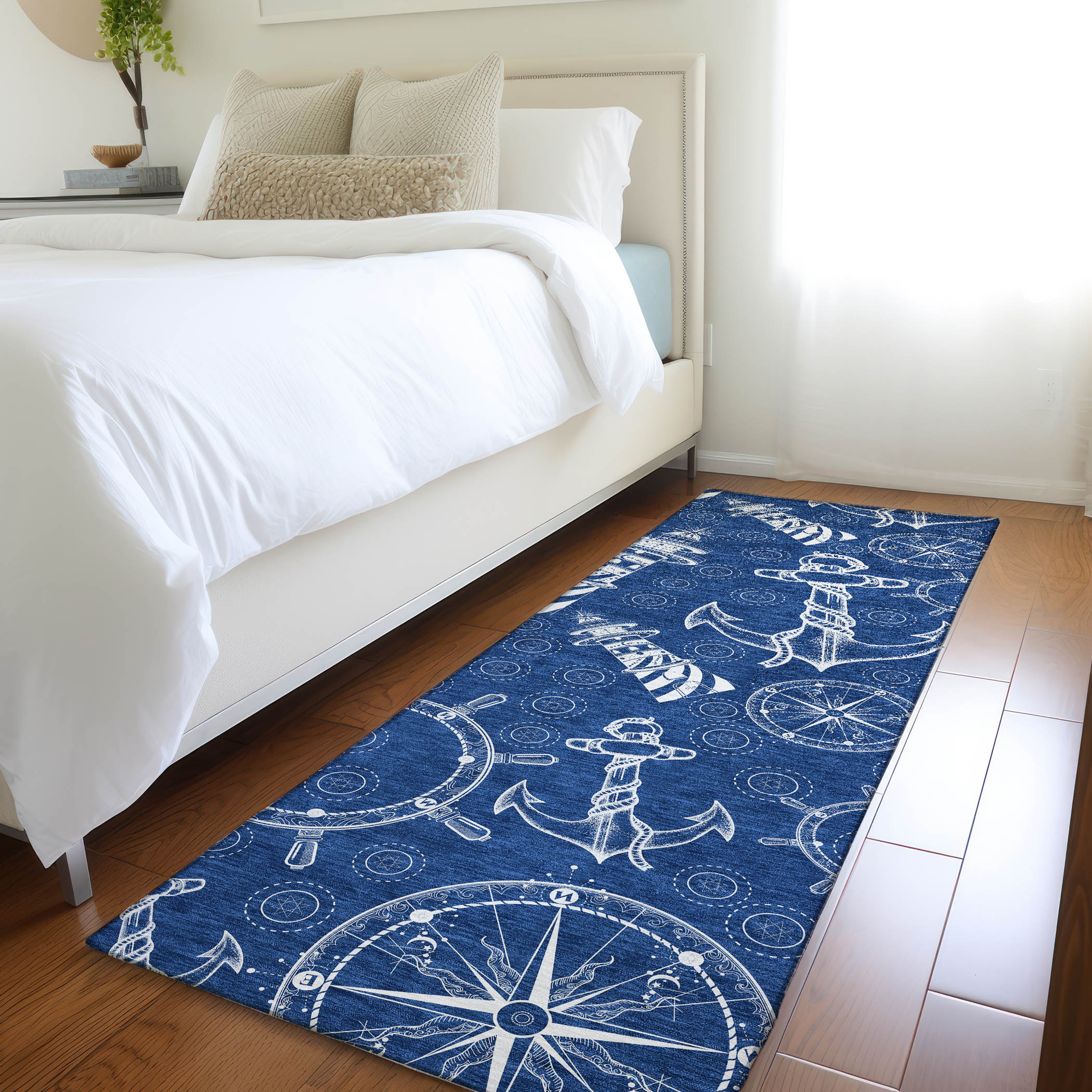 Addison Rugs AMF154NA2X8 Mayfield AMF154NA 2 x 7 (ft) Loomed Polyester Navy Rectangular Indoor Geometric Machine washable Area rug