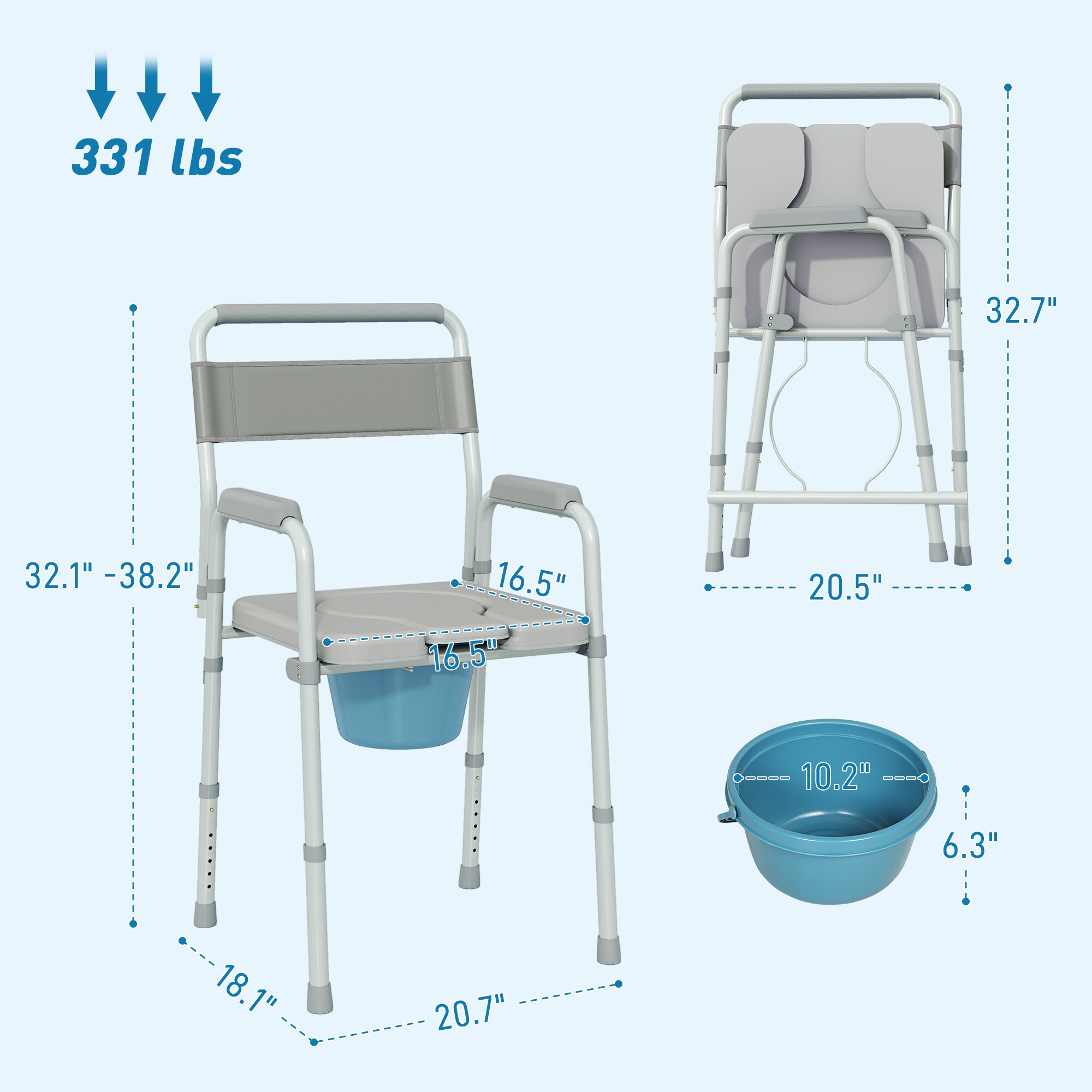 HomCom 713-188V00GY Bedside-Commodes - View #3