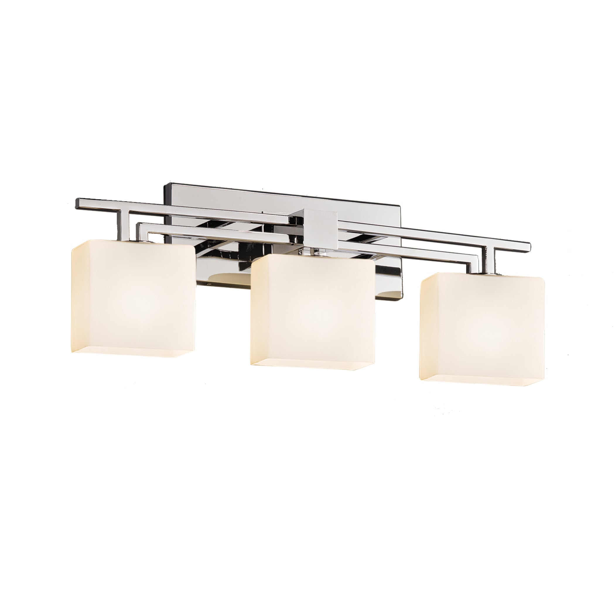 Justice Design Group FSN-8703-55-OP-CR-LD Fusion 26-in 3-Light Polished Chrome LED Glam Vanity Light