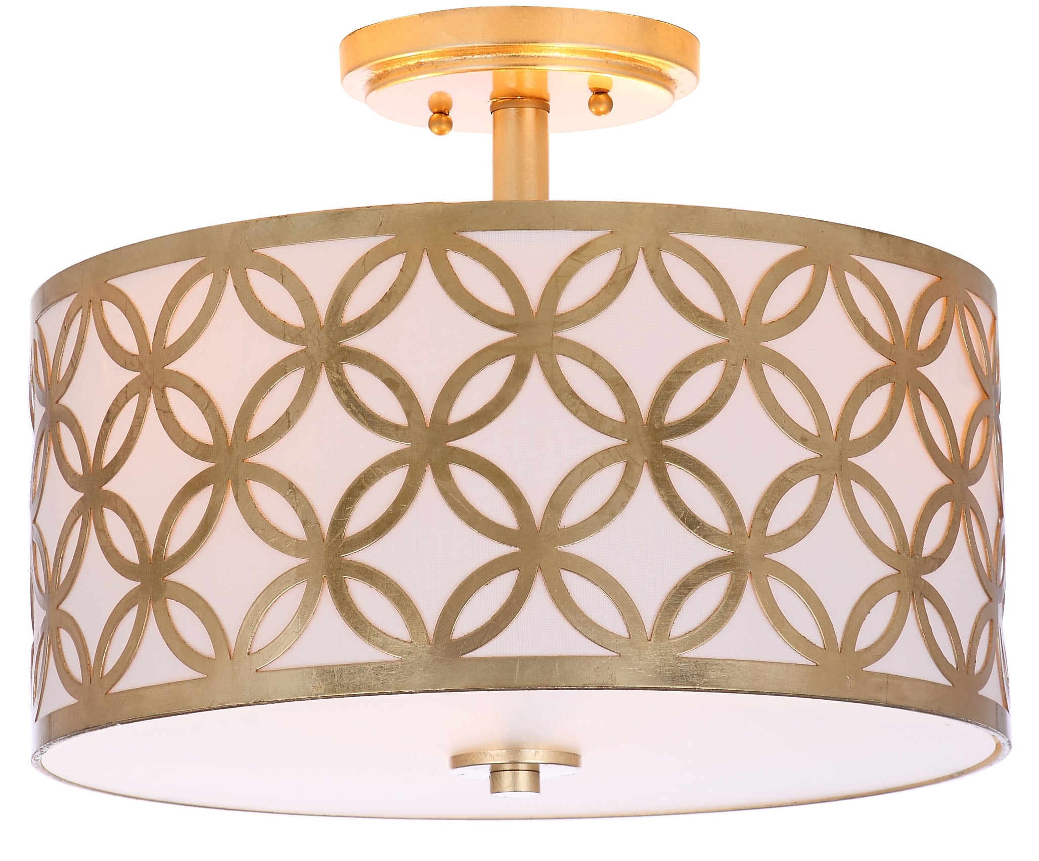 Contemporary Gold Geometric 15" Drum Flush Mount Ceiling Lamp