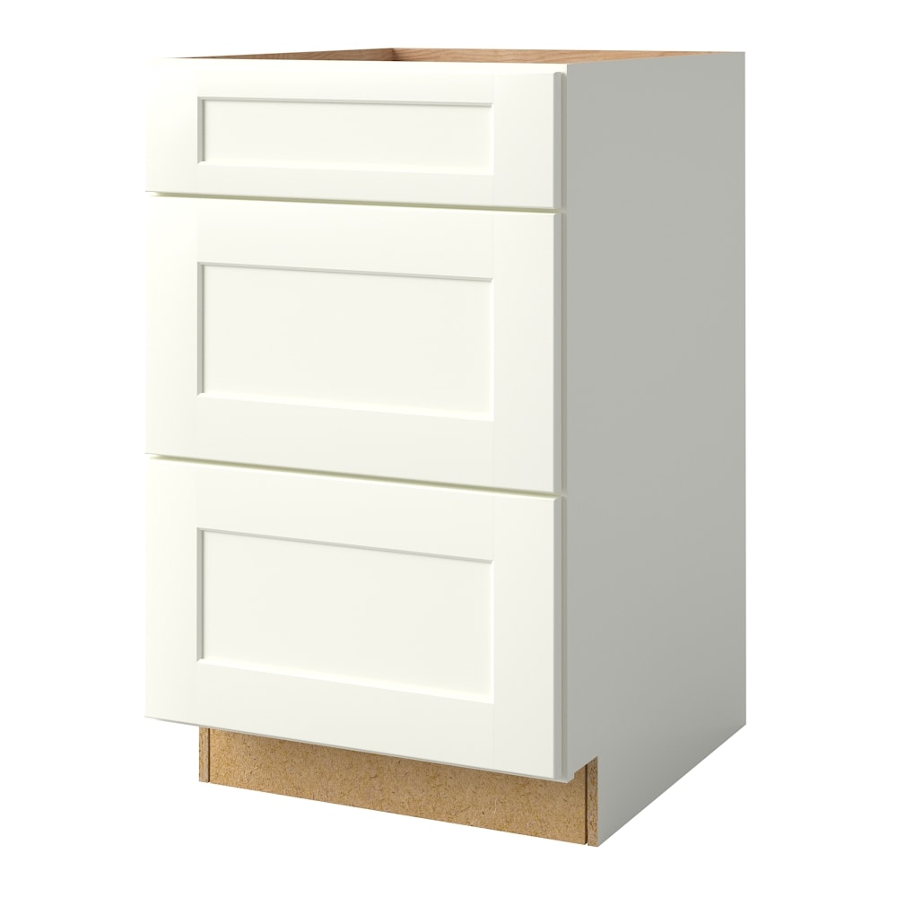 Aveley 21-in W x 34.5-in H x 24-in D Linen 3-Drawers Base Fully Assembled Cabinet (Flat Panel Style) in White | - allen + roth 21210AV