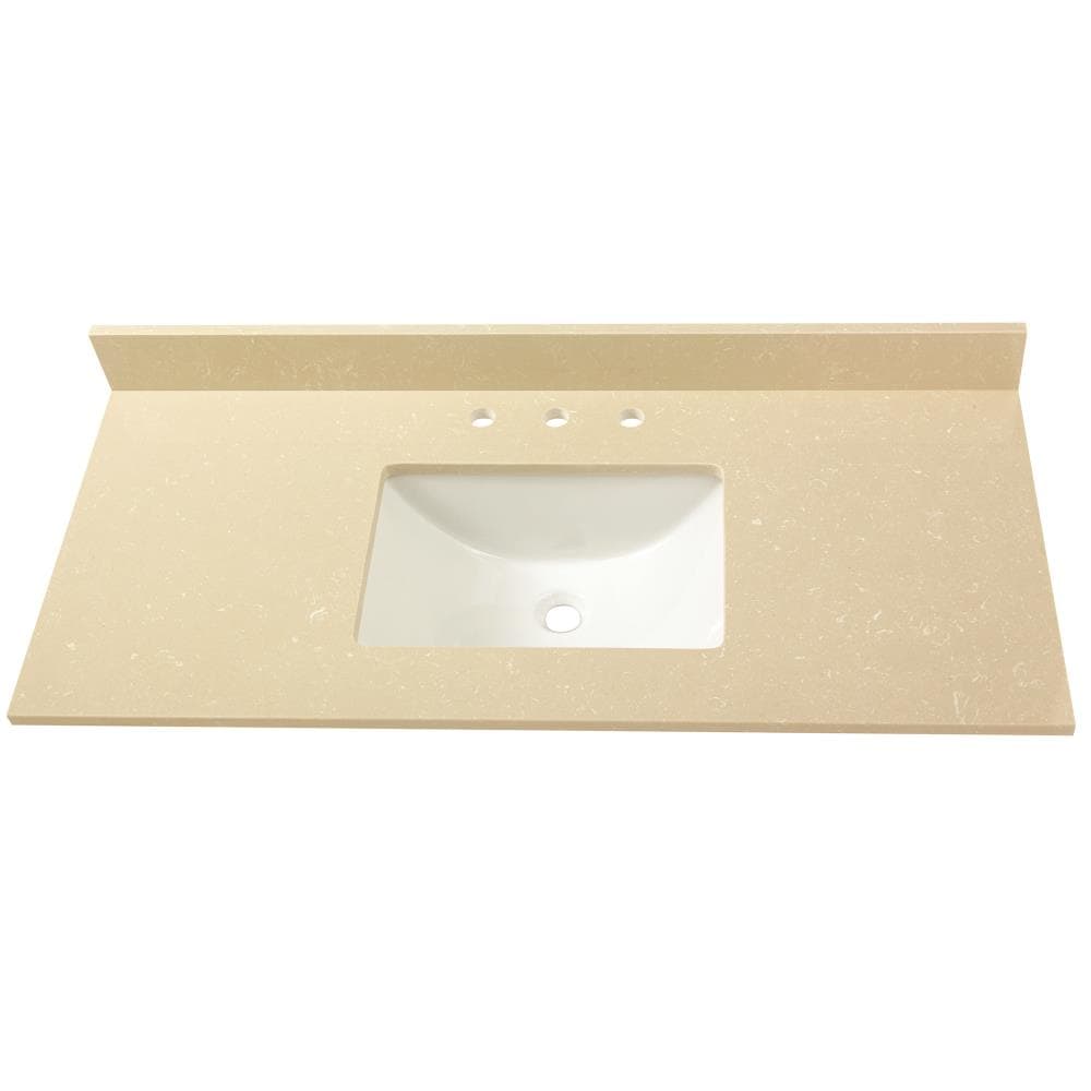 MarCraft 49005 Essential 49-in x 22-in Crema Limestone Cultured Marble Undermount Single Sink 3-Hole Bathroom Vanity Top