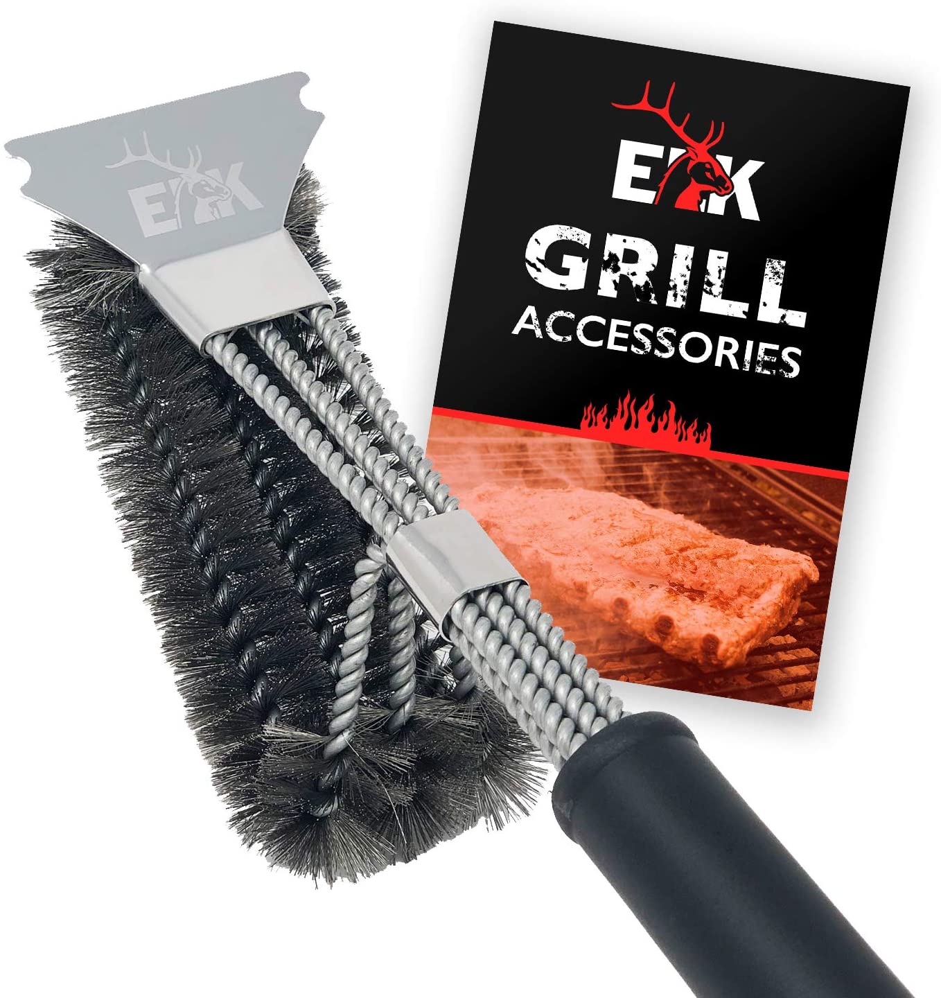 17" BBQ Grill Brush Barbecue Cleaning Tool Grill Scraper Long Handle 