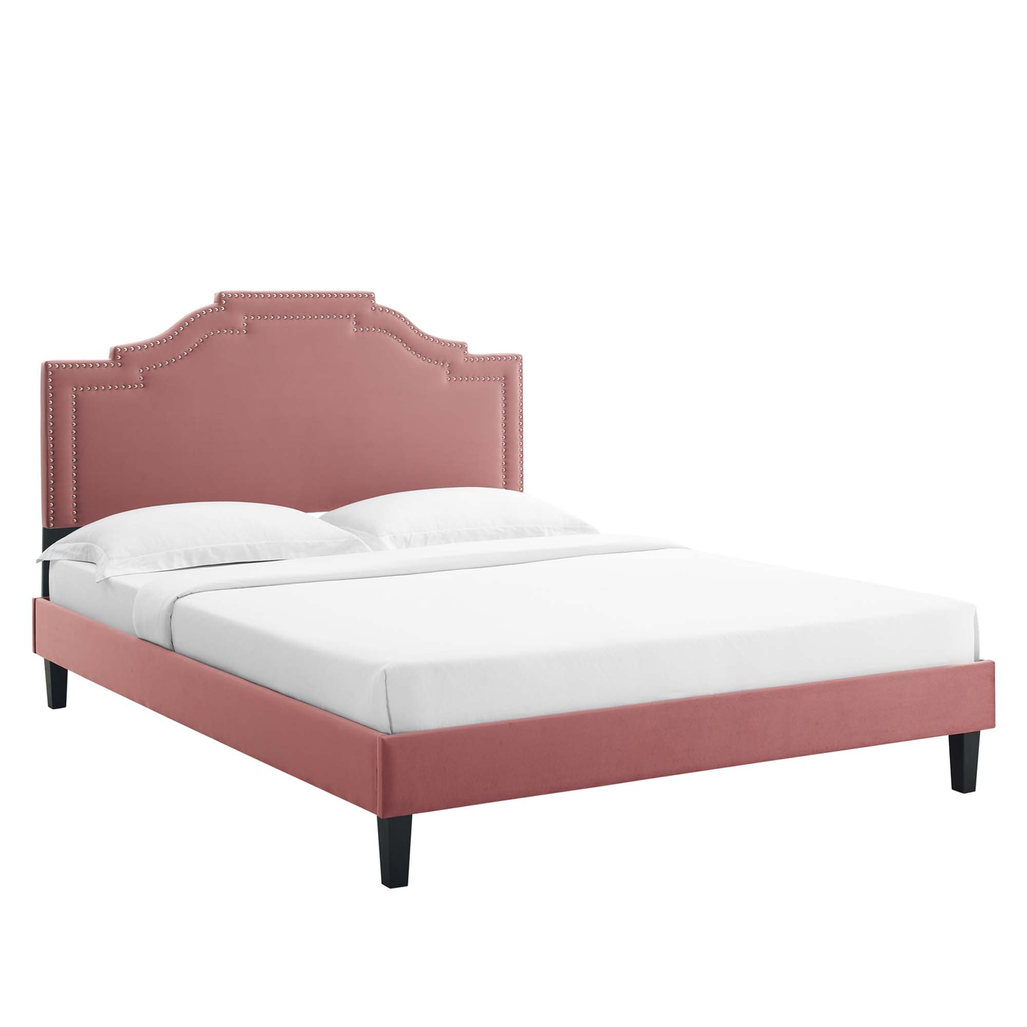 Adelaide Performance Velvet King Platform Bed in Dusty Rose