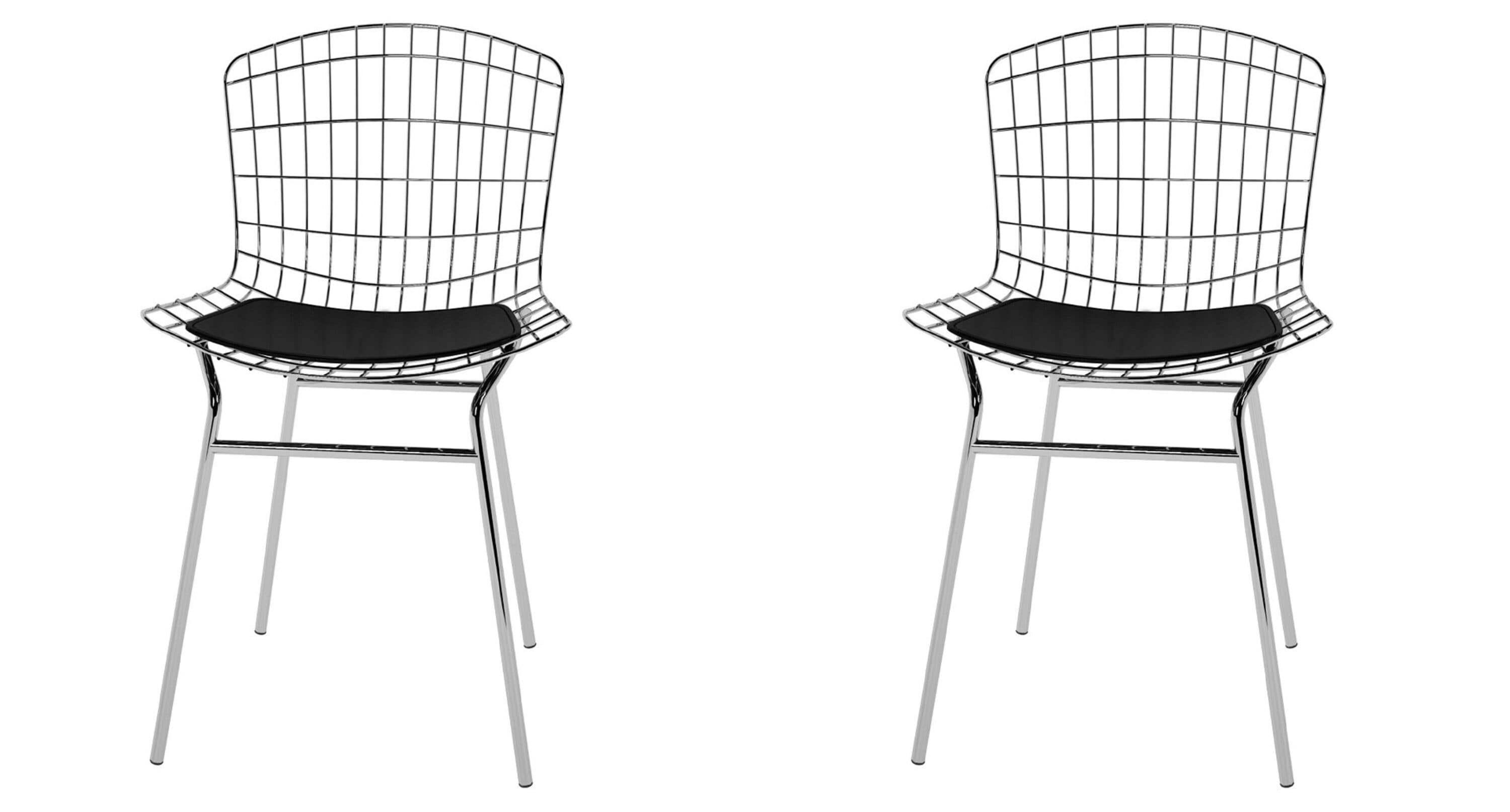 Manhattan Comfort 2-197AMC1 Set of 2 Madeline Contemporary/Modern Faux Leather Dining Side Chair (Metal Frame)
