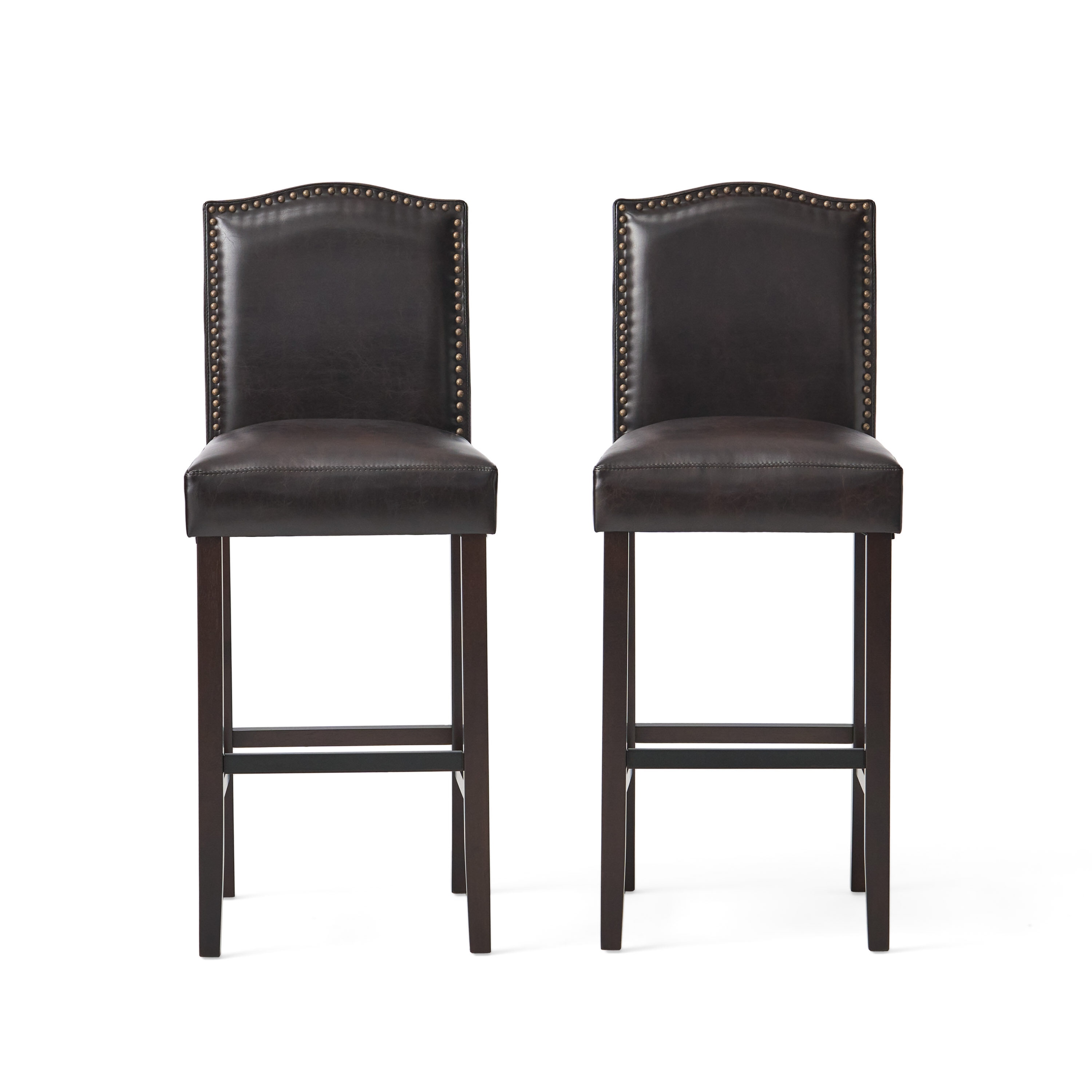 Best Selling Home Decor 302830 Walnut 30.5-Inches H Bar height Square seat Upholstered Wood Bar Stool