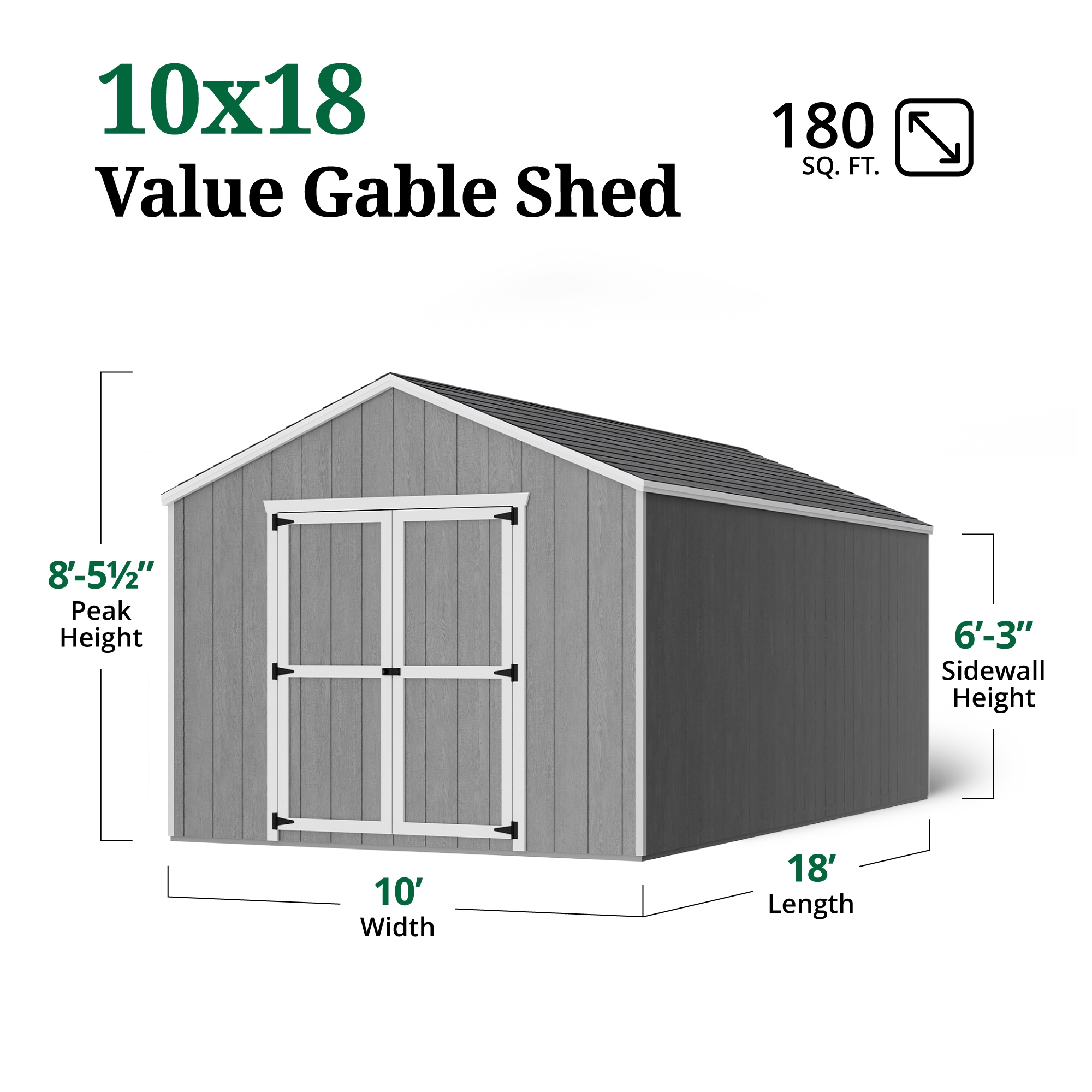 Little Cottage Co 10X18 VGS-PC Wood-Storage-Buildings - View #3