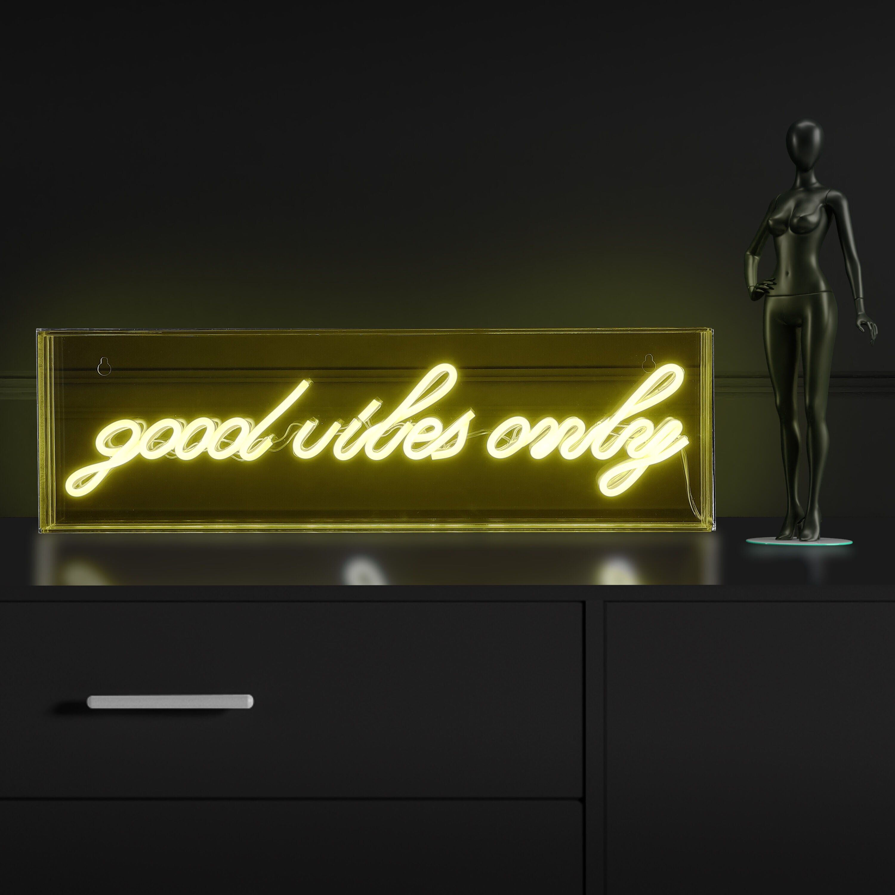 JONATHAN Y Good Vibes Only 6-in Constant Neon Cheers Lighted Sign in ...