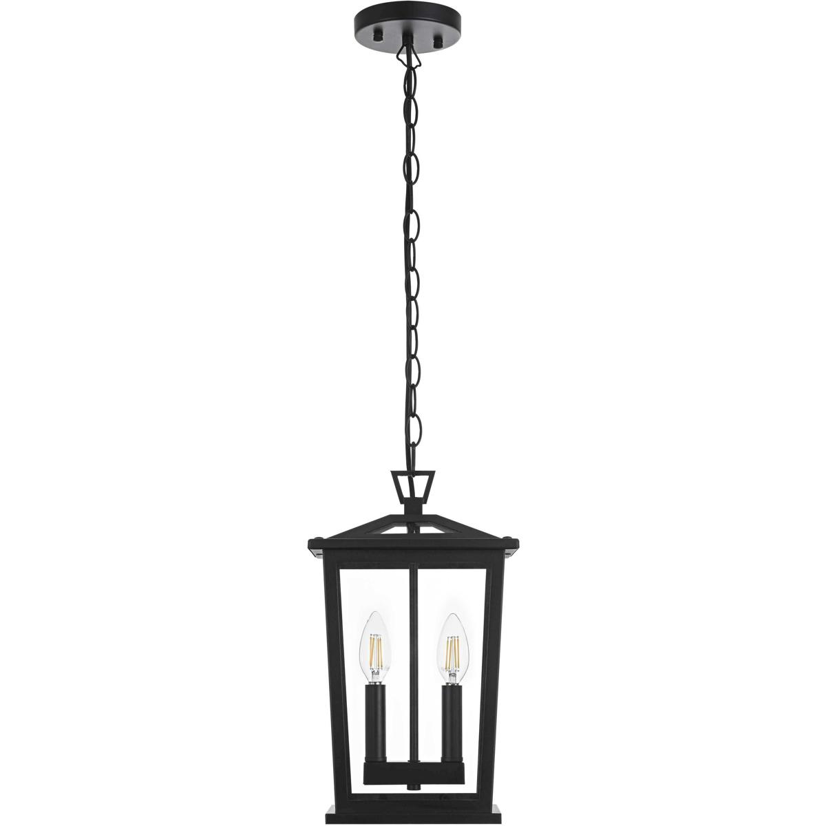 Elegant Lighting 2844792 OD333H15BK Berks 2 Light 6 inch Black Outdoor Pendant