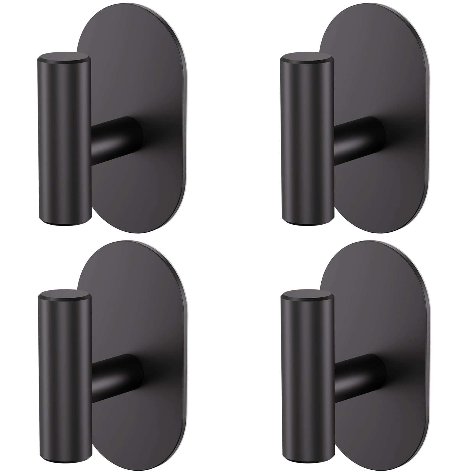 Aoibox  4 Pack Black 304 Stainless Steel Adhesive Wall Towel Hooks No Drill Heavy Duty Oval Base for Bathroom