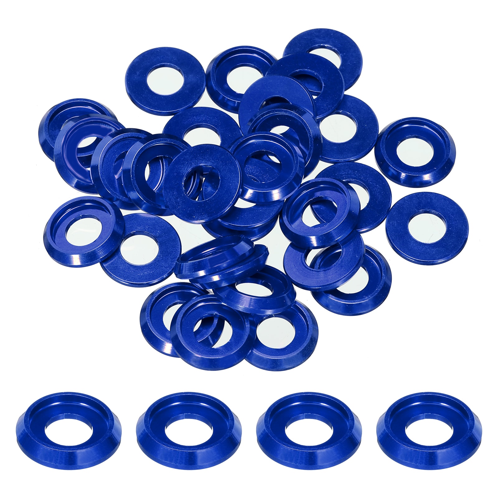 Unique Bargains M6 Cone Cup Countersunk Washers Hole Dia 6mm/0.24 Inch Aluminum Gaskets Cup Head Washer Gasket for Screw RC/FPV/PC/Drone/Mechanical Accessories Model Parts 30pcs(Deep Blue)