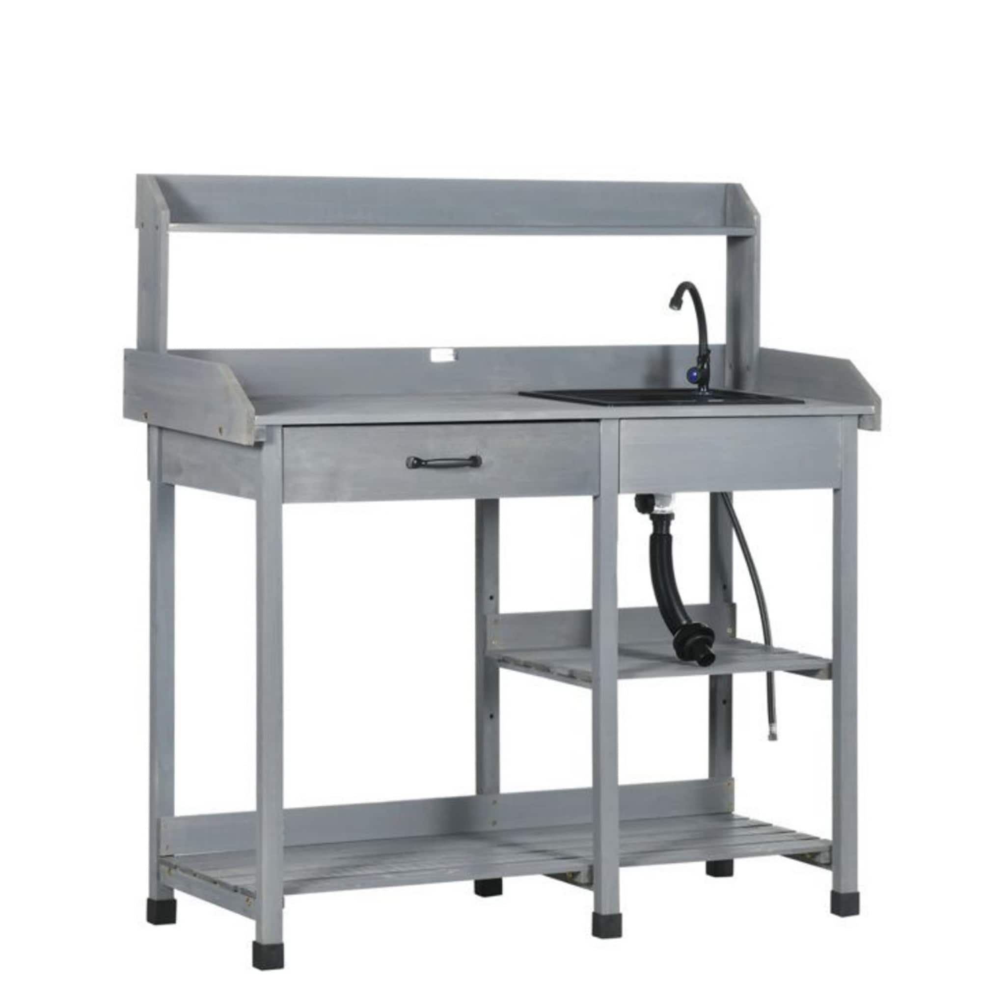 AHIOU HOME ZAAHD-HLHGFAPB Kenosha 45.25-in x 48.5-in x 17.75-in Gray Potting Bench