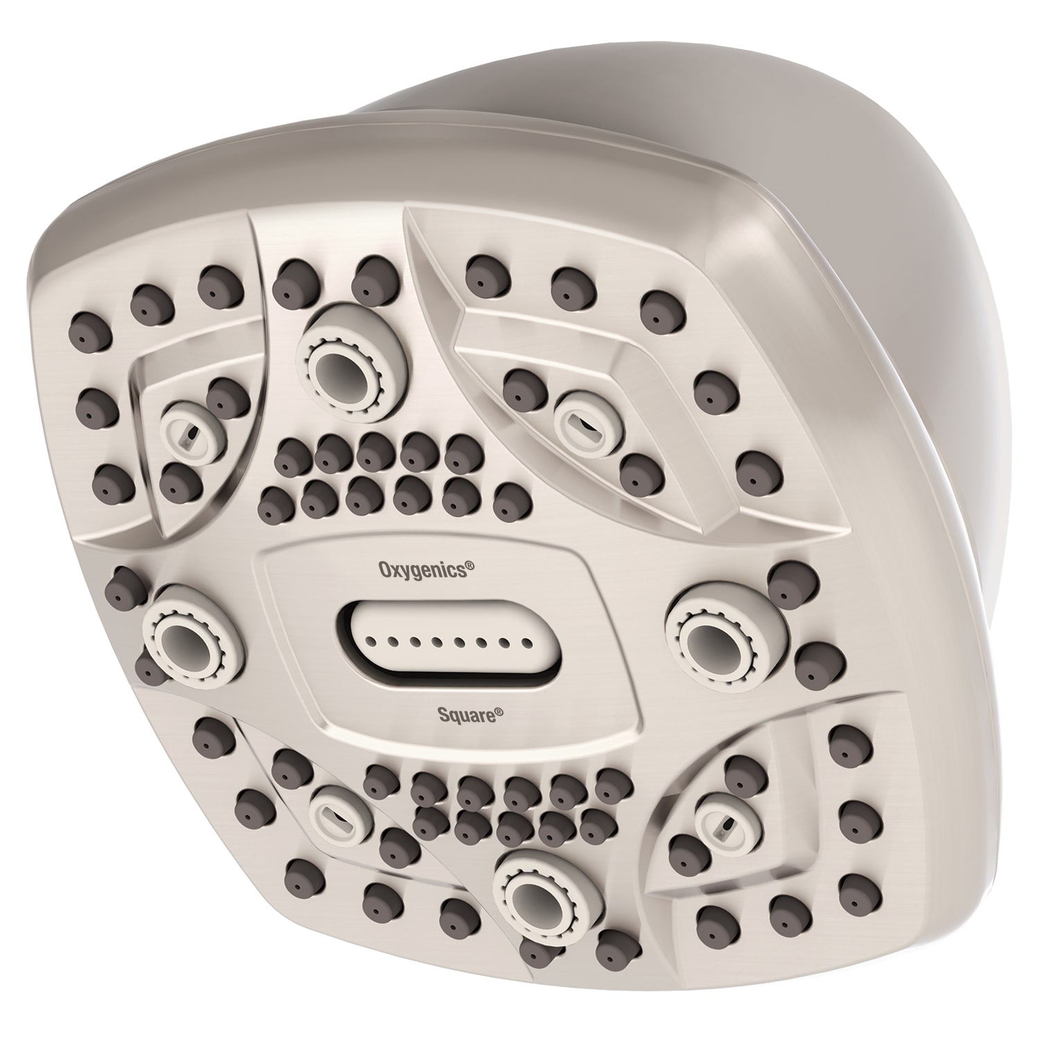 Oxygenics 35588 6.0 -Spray Brushed Nickel 4.5-in Square Fixed High Pressure Shower Head 1.8 GPM