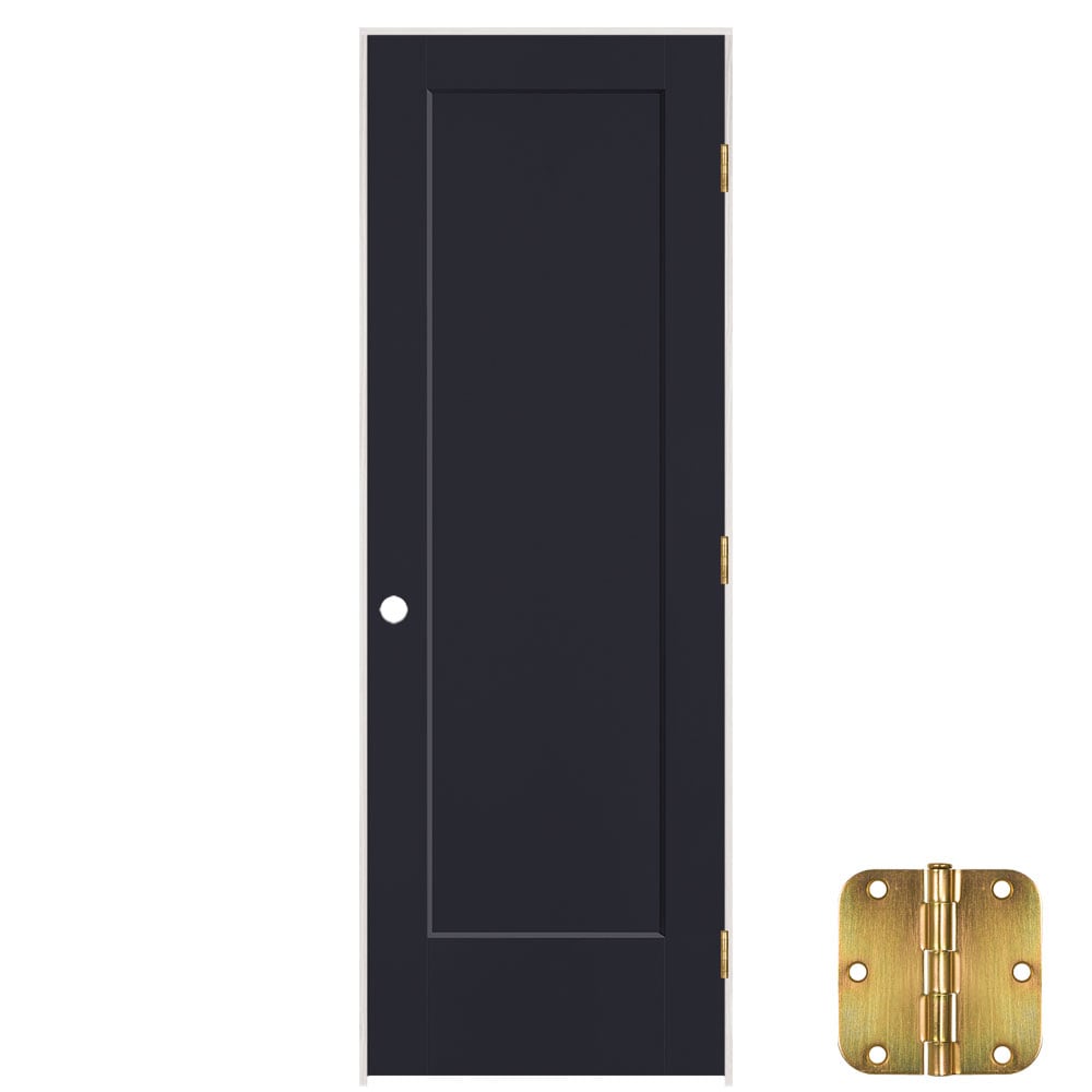 Masonite 641209 28-in x 80-in Midnight Solid core 1-panel square Left hand Smooth Prefinished Molded composite Flat Jamb Single Prehung Interior Door