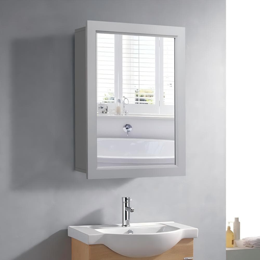 Forclover HYFE-59317GR 20-in x 26-in Surface/Recessed Mount Gray Mirrored Rectangle Medicine Cabinet