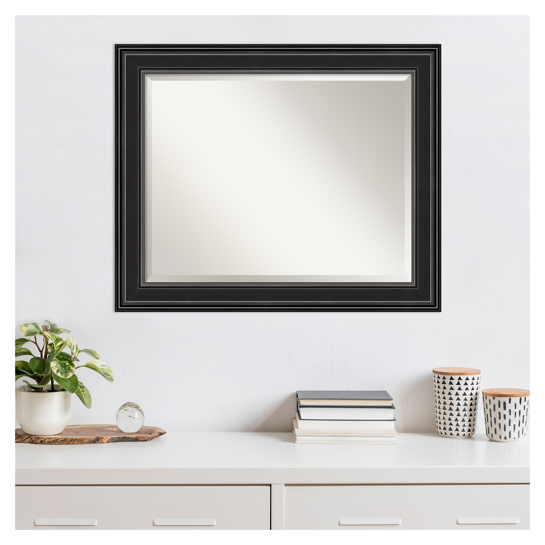 Amanti Art Ridge Black 33.5-in W x 27.5-in H Satin Black Framed Wall ...