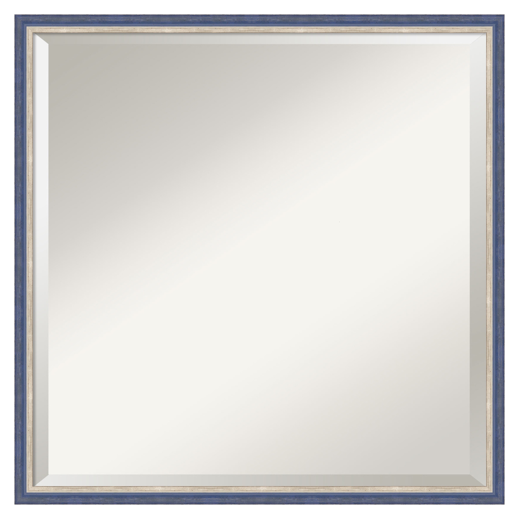 Amanti Art A17008100982 Theo Blue Narrow Frame 21.25-Inches W x 21.25-Inches H Square Salon Scoop Silver Framed Vanity Mirror