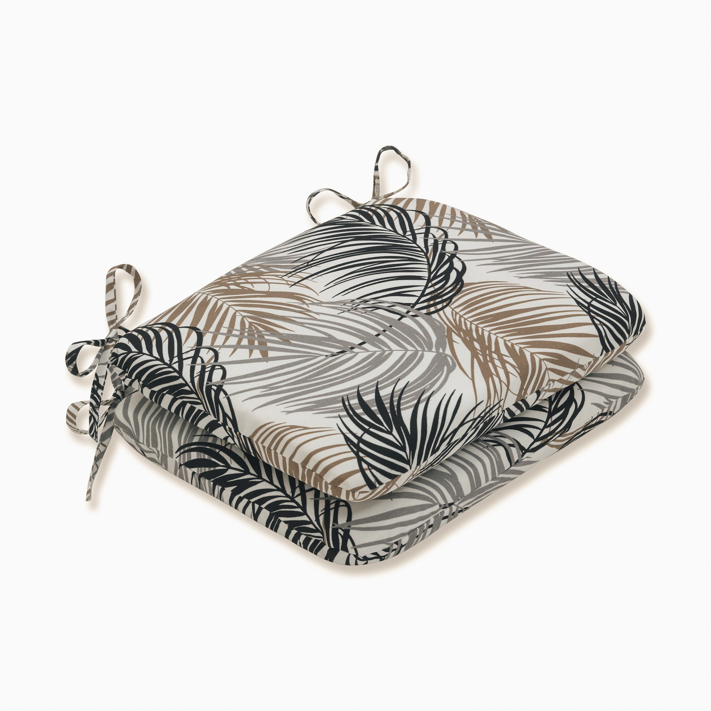 Pillow Perfect 640679 Setra Stone 18.5-in x 15.5-in 2 -Piece Black Patio chair cushion