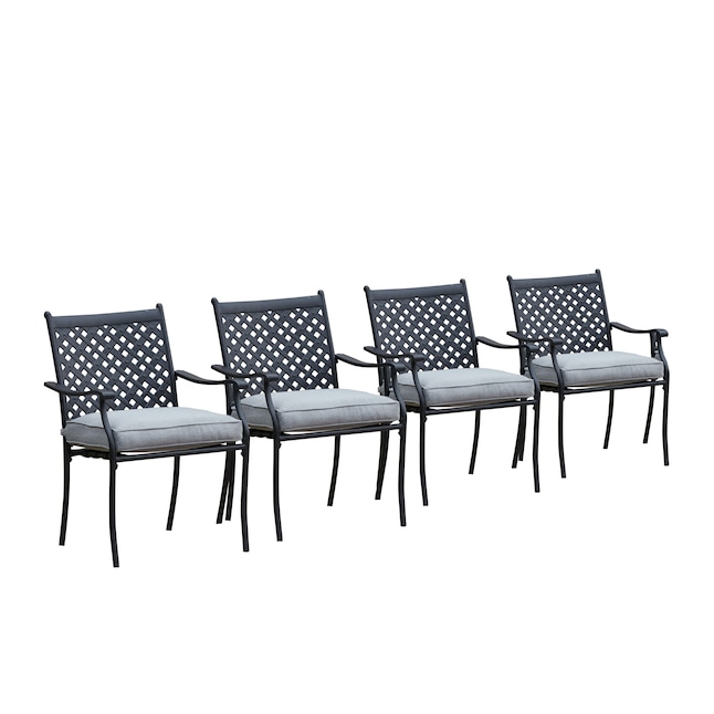 Cushioned Seat In The Patio Chairs, Metal Outdoor Dining Chairs White