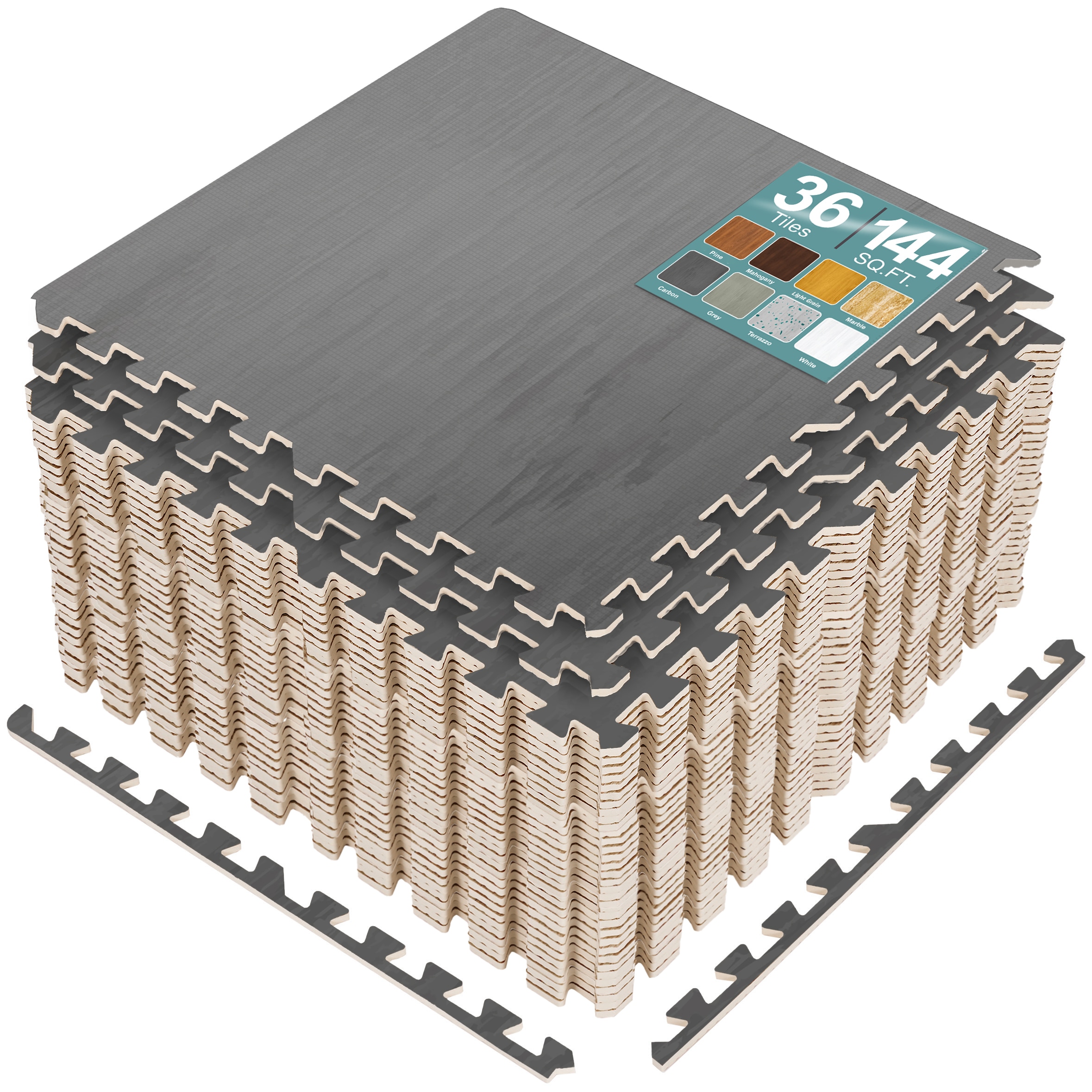 SORBUS 36 Tiles 144 Sq ft Wood Grain Interlocking Floor Foam Tile Mats for Home Playroom Basement Trade Show #192405050992