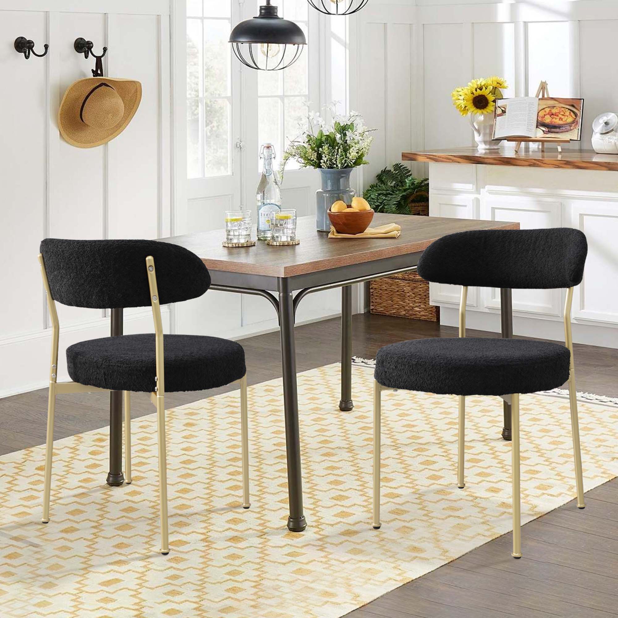 Fun Orange FUN25YZ10 Contemporary/Modern Boucle Upholstered Dining Side Chair (Metal Frame)