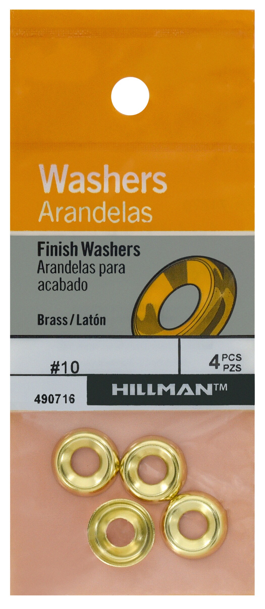 Hillman  Brass  #10  Countersunk Finish Washer  100 pk 