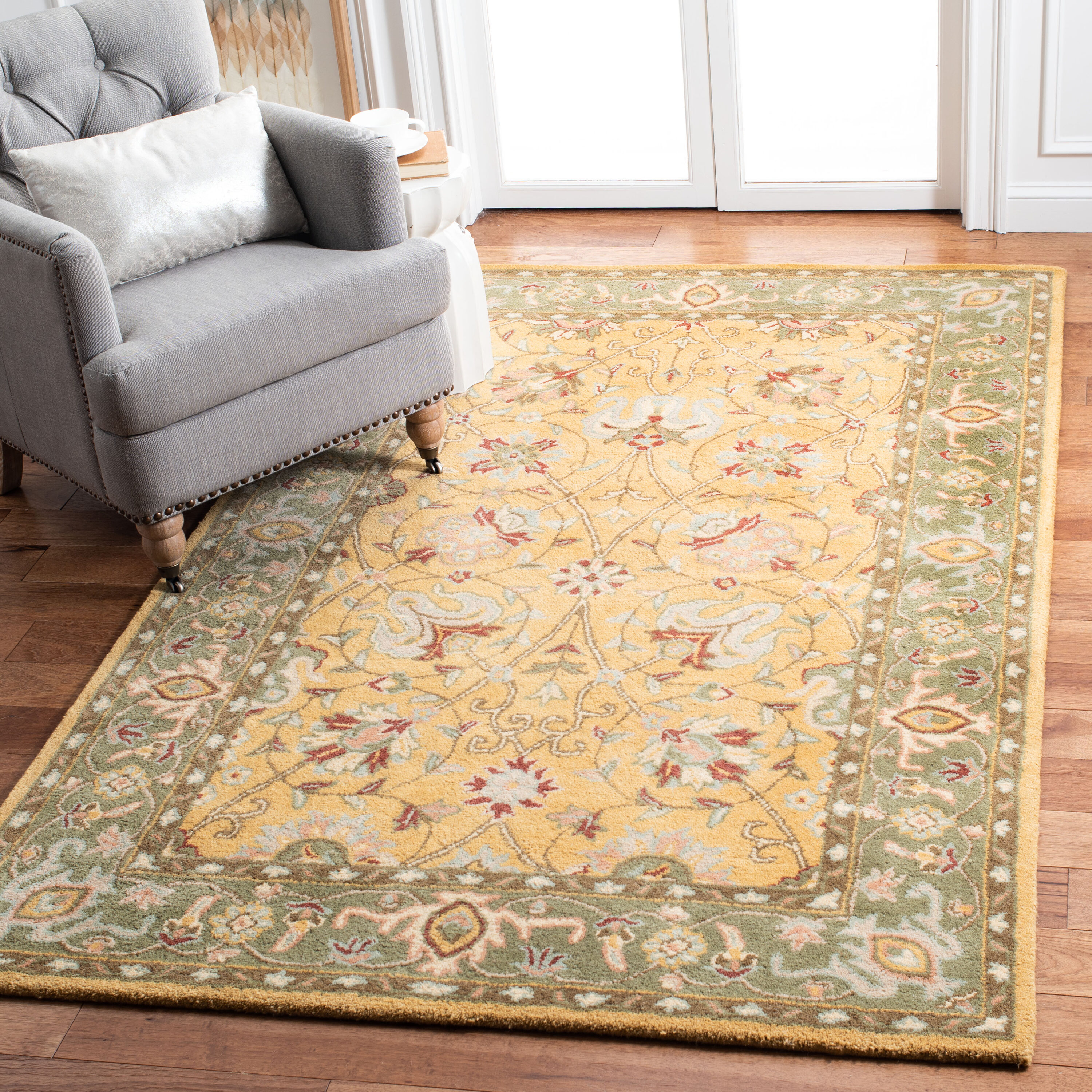  At21 Gold Traditional 5ft x 8ft Medium Rectangle Rug