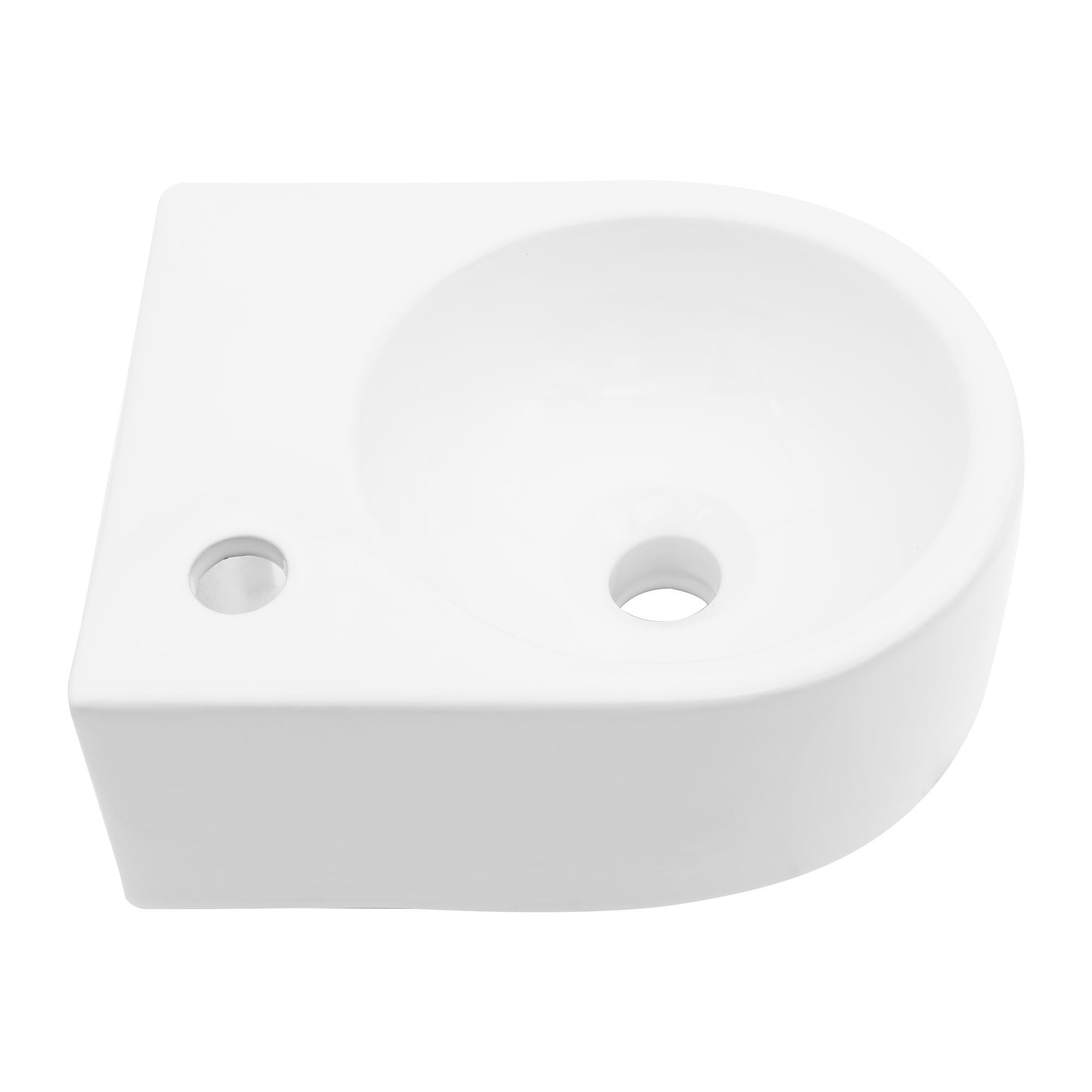 LIVACA 13 inch x 10 inch White Ceramic Rectangle Wall Mount Bathroom Sink with Single Faucet Hole