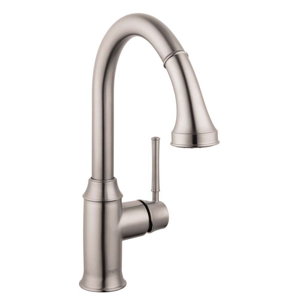 Hansgrohe HG Kitchen Steel Optik 1-Handle Deck-Mount Pull-Out Handle Kitchen Faucet
