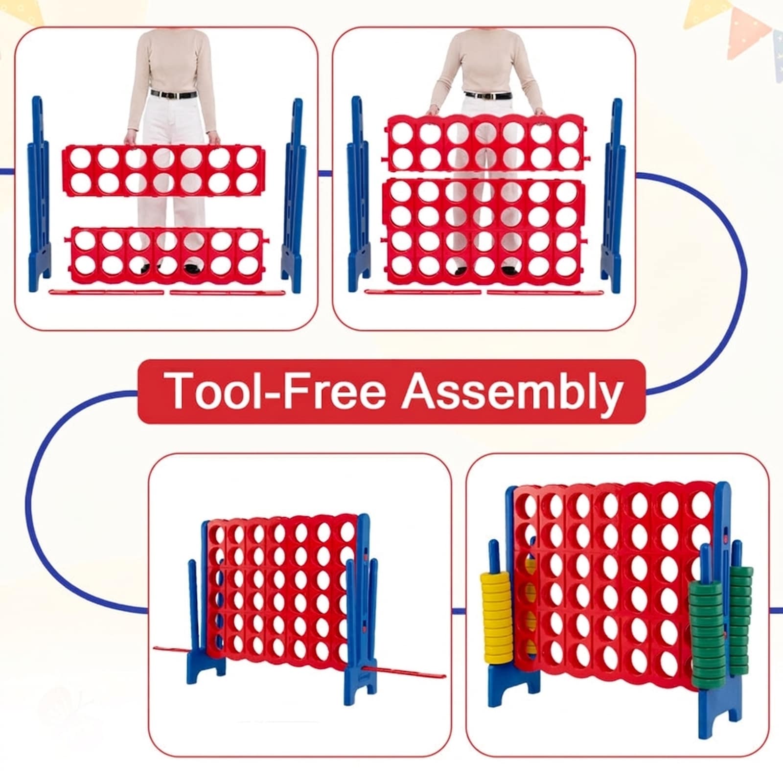 SUGIFT Jumbo 4-to-Score Game Set - 3.5-ft Tall x 4-ft Wide