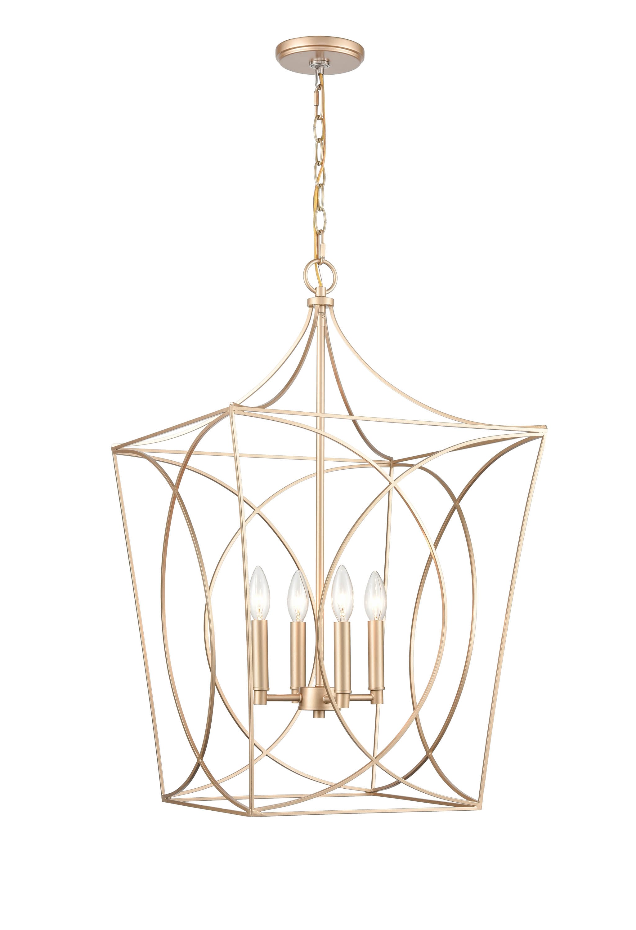 Modern Gold 4-Light Geometric Pendant Light