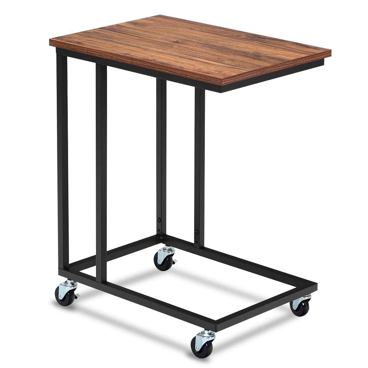 CASAINC WF-HW61494BK-LA End table 14-in W x 24-in H Brown Wood Modern End Table with Storage Fully Assembled
