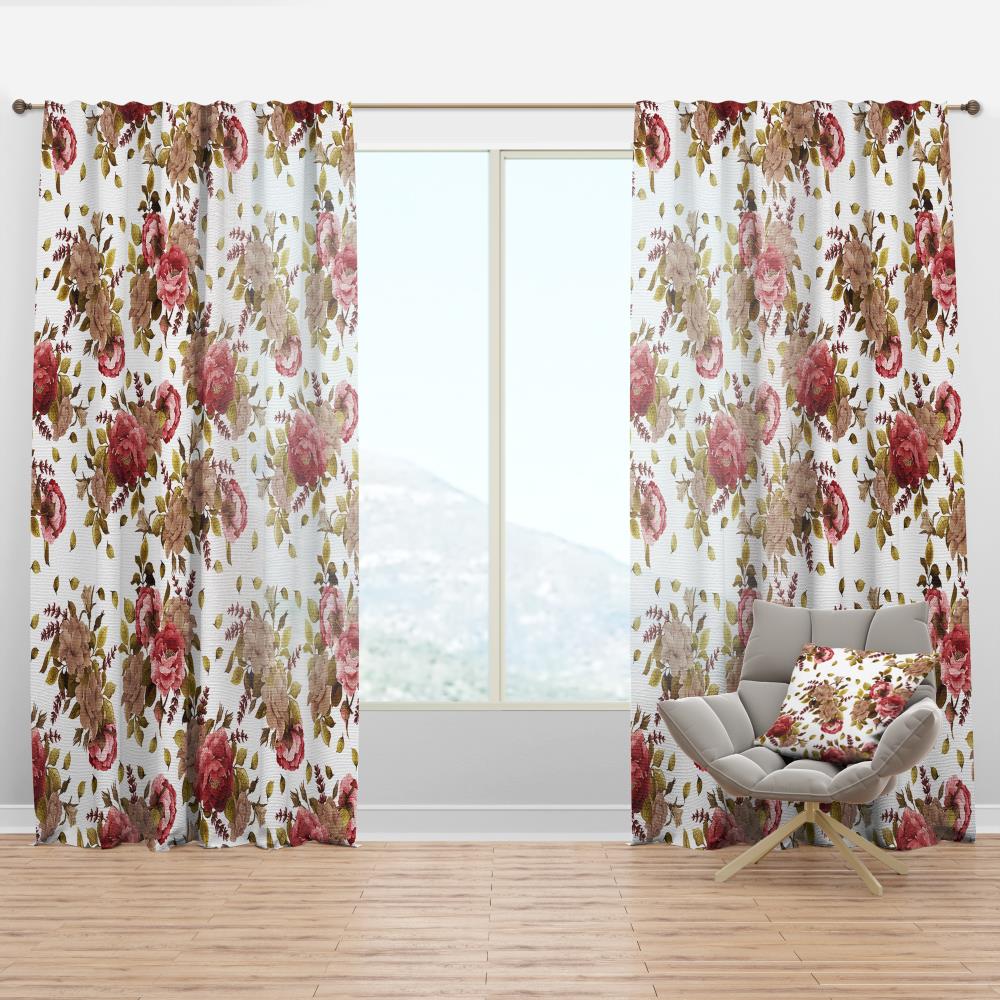 Designart CTN19280-52-120 120-Inches Pink Floral Room darkening Thermal lined Rod pocket Single curtain panel